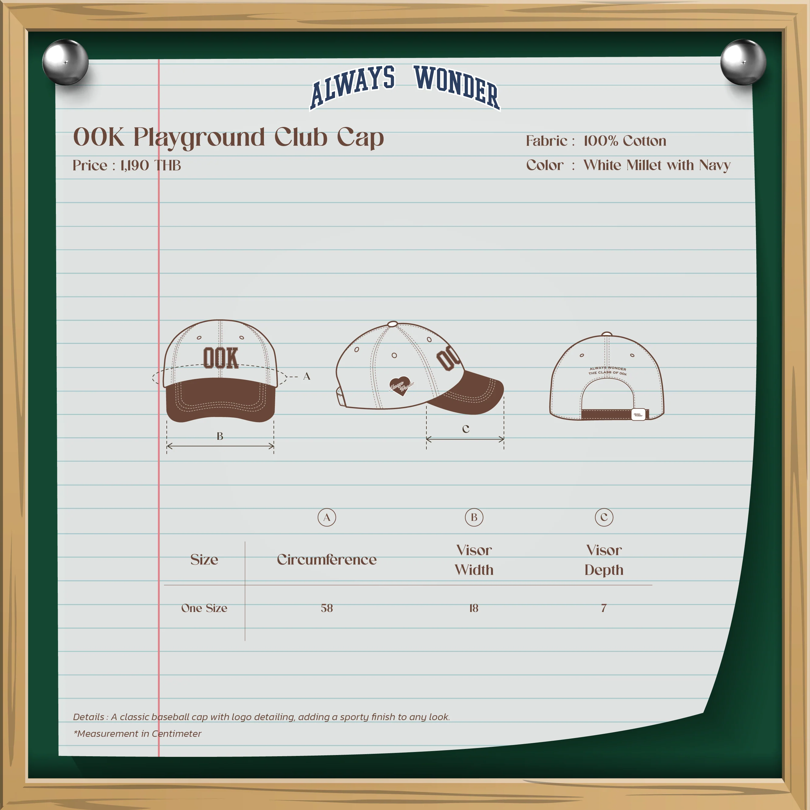 00K Playground Club Cap | White Millet with Navy - Image 6