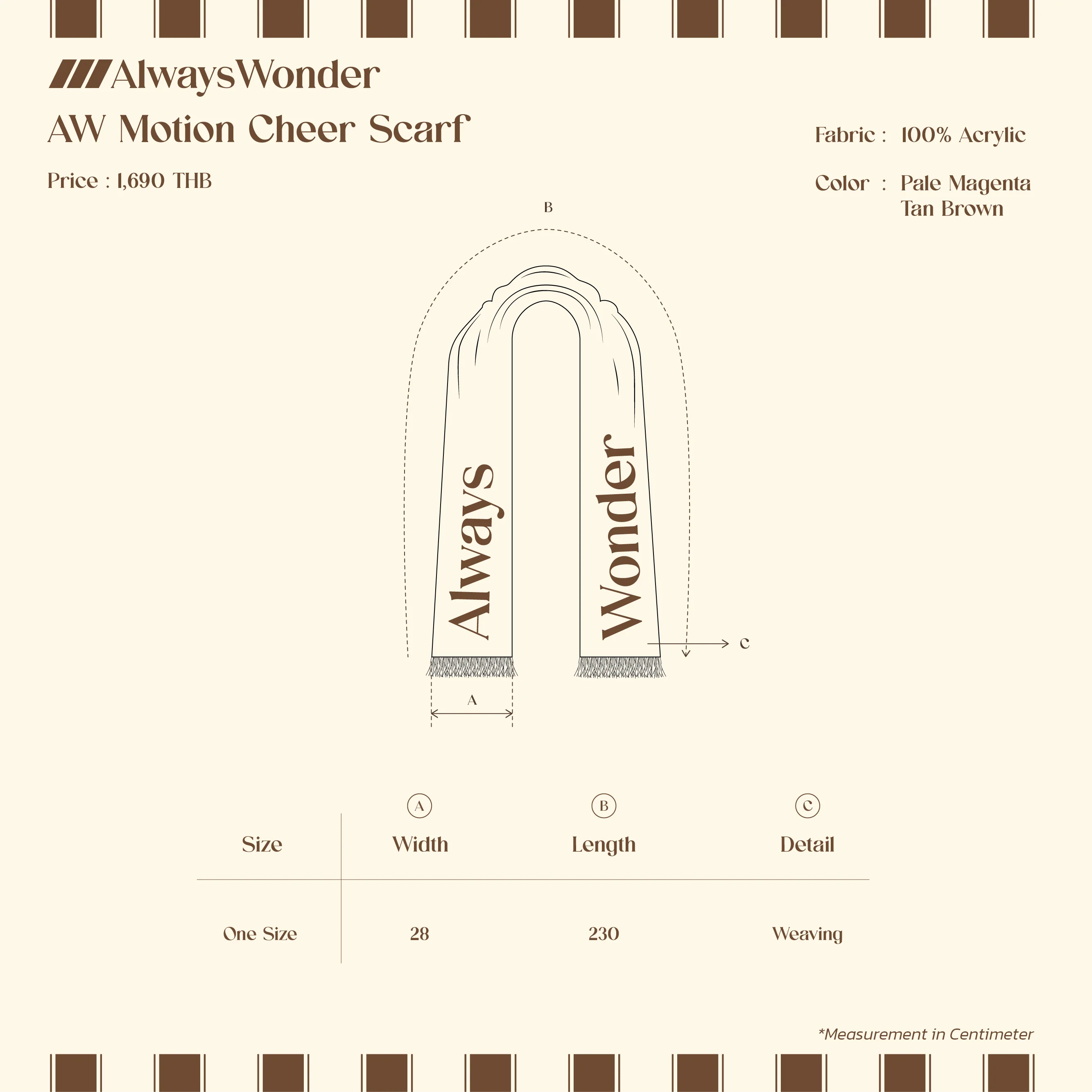 AW Motion Cheer Scarf | Tan Brown - Image 4