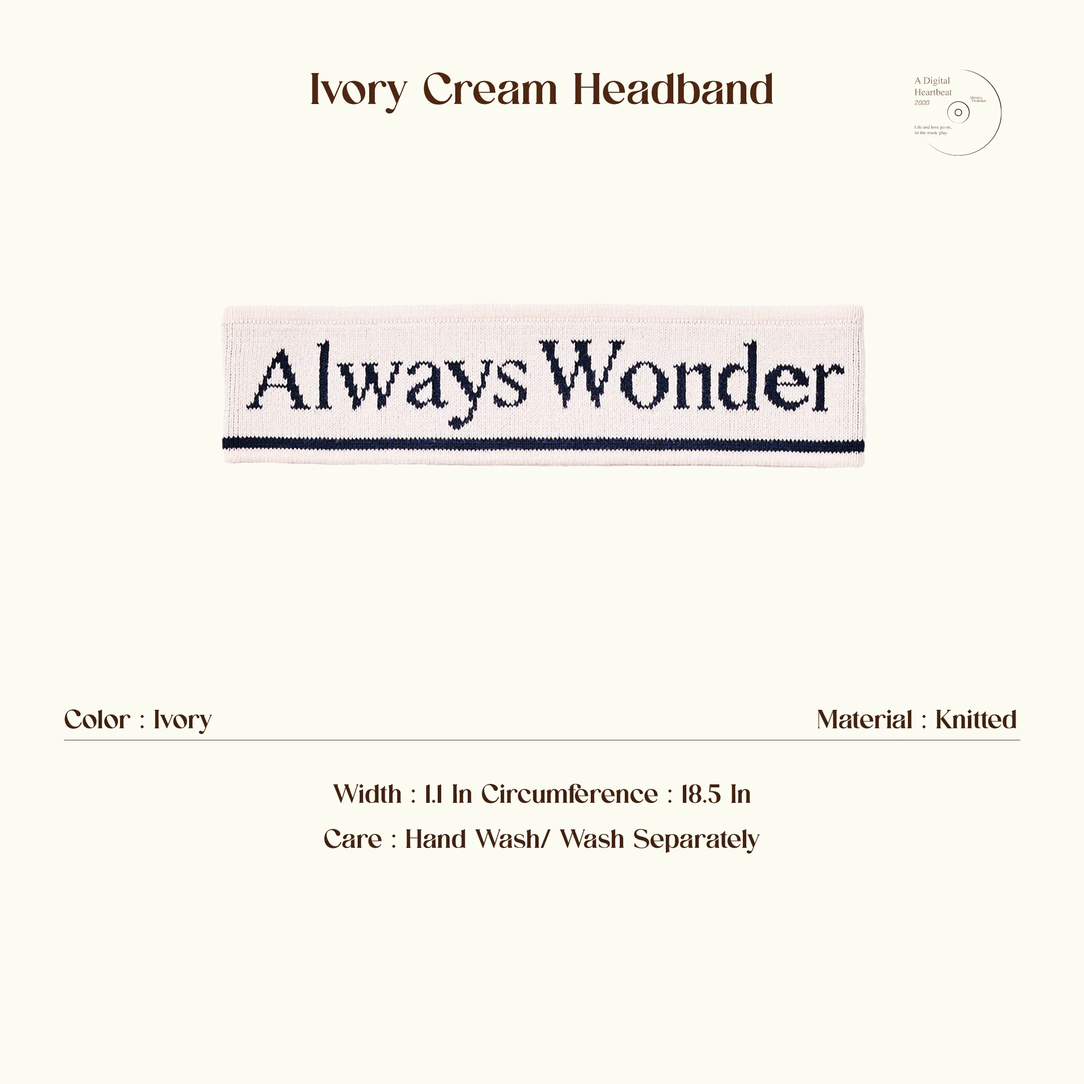 AlwaysWonder | 'A Digital Heartbeat' Cream Headband - Image 5