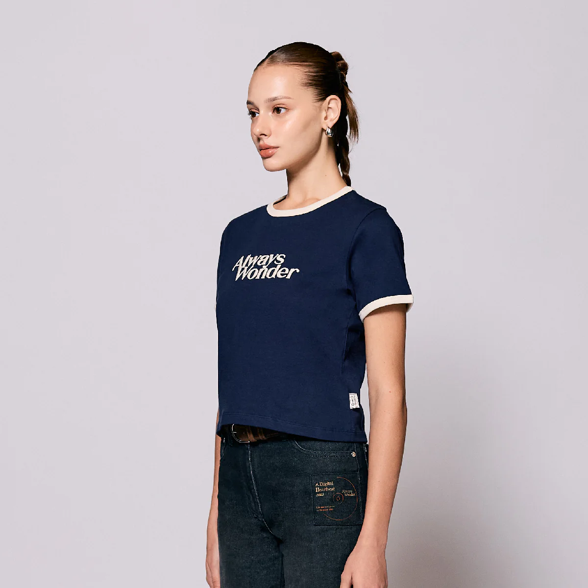 AlwaysWonder | 'A Digital Heartbeat' Navy Baby Tee - Image 3