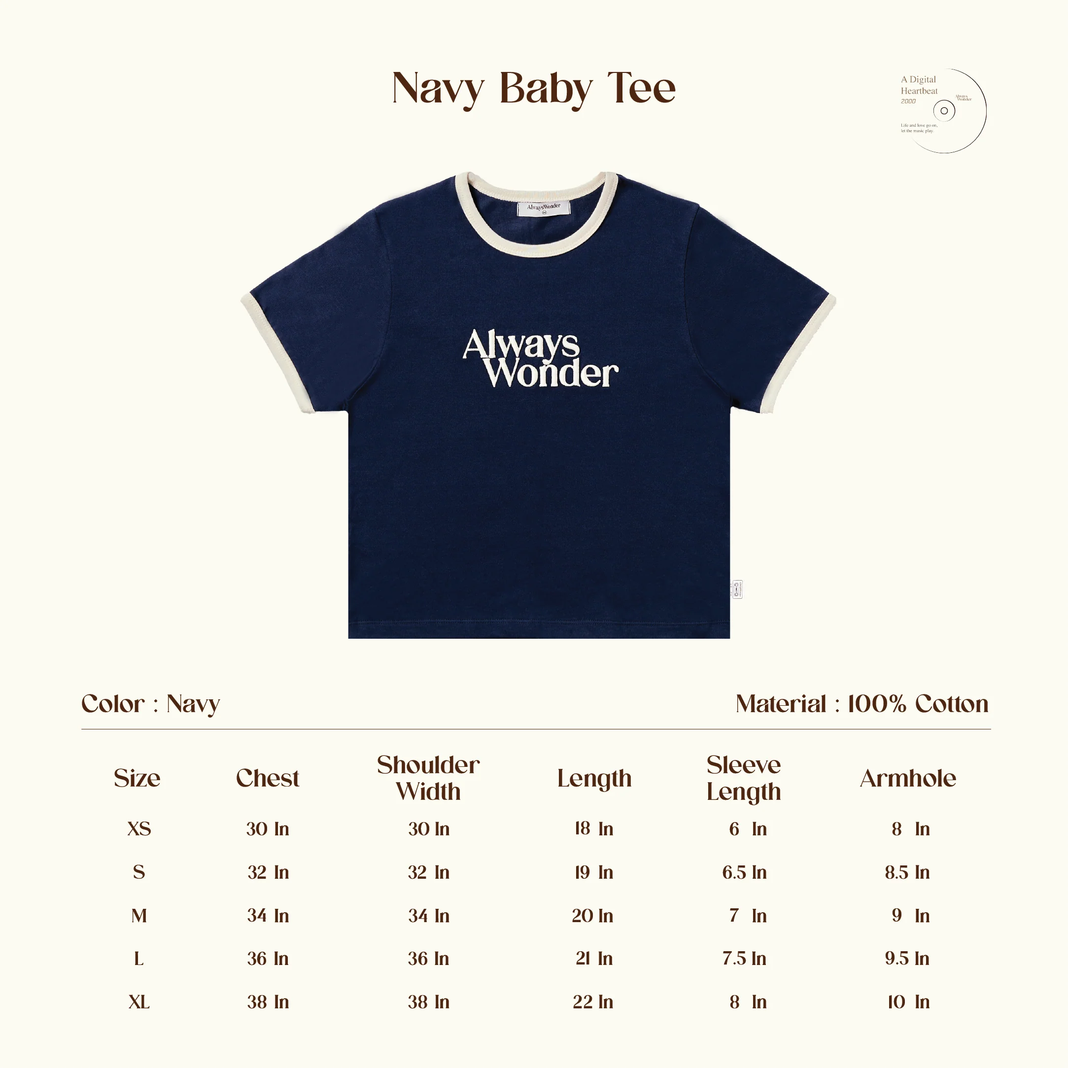 AlwaysWonder | 'A Digital Heartbeat' Navy Baby Tee - Image 8