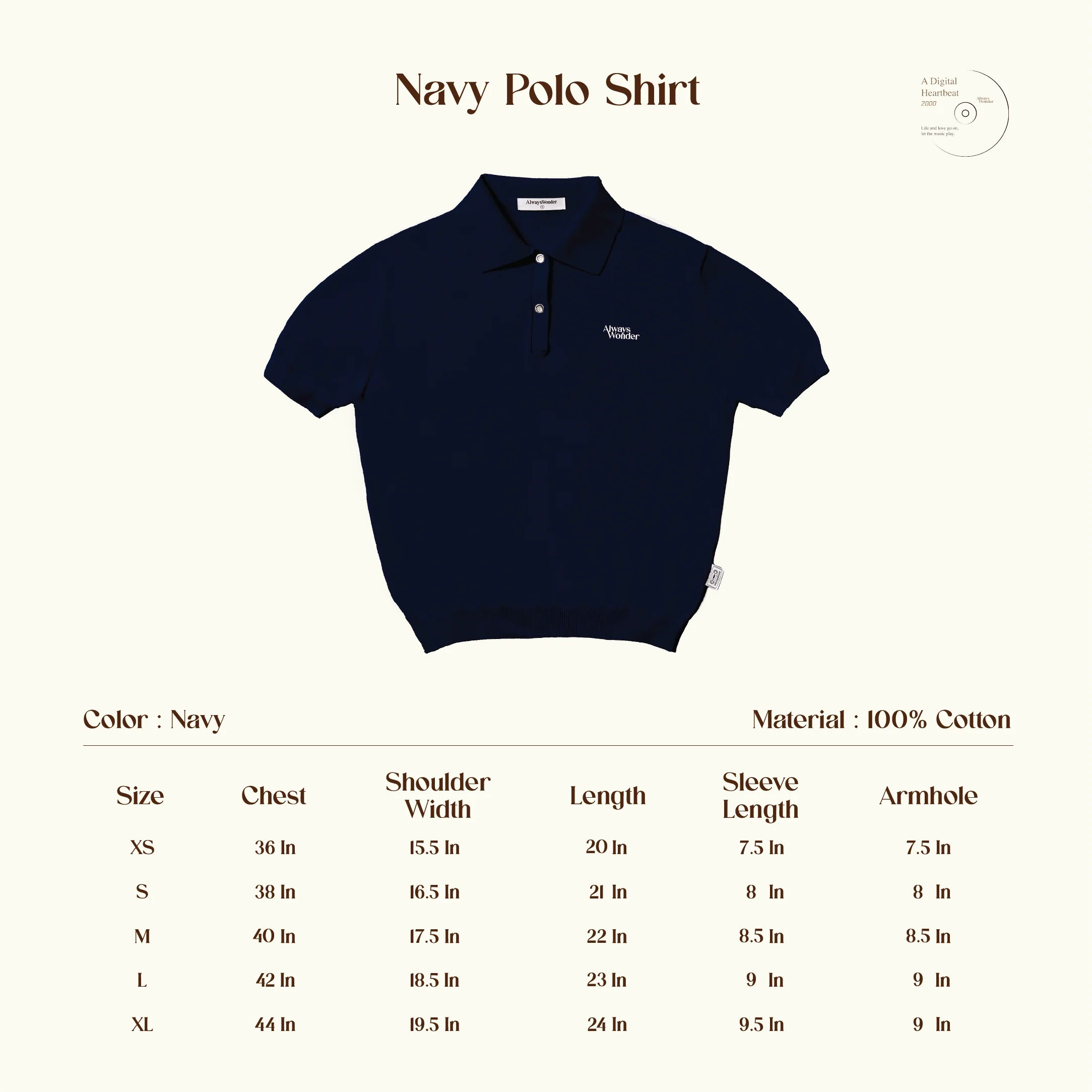 AlwaysWonder | 'A Digital Heartbeat'  Navy Polo Shirt - Image 7