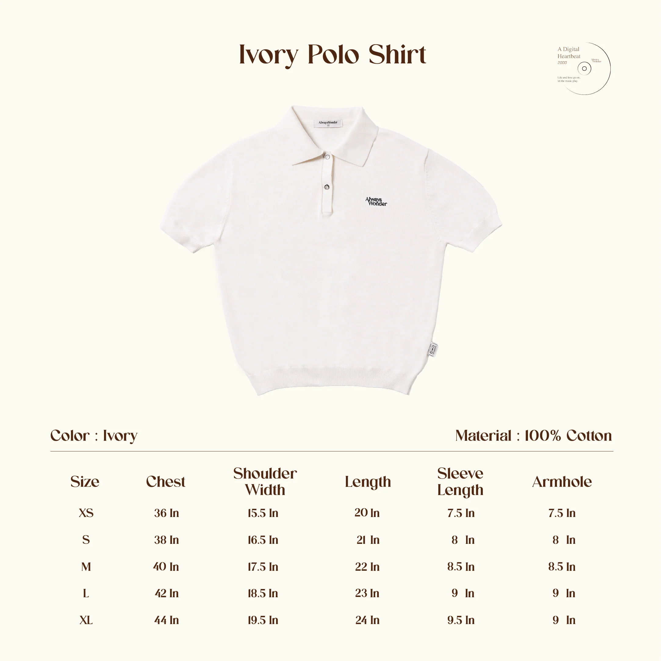 AlwaysWonder | 'A Digital Heartbeat' Off-White Polo Shirt - Image 7