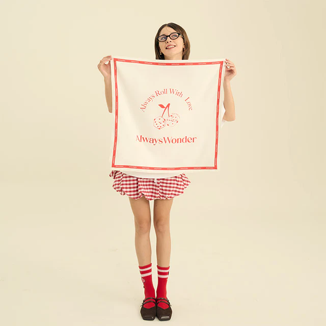 AlwaysWonder | 'Roll with Love' Light Red Scarf - Image 3