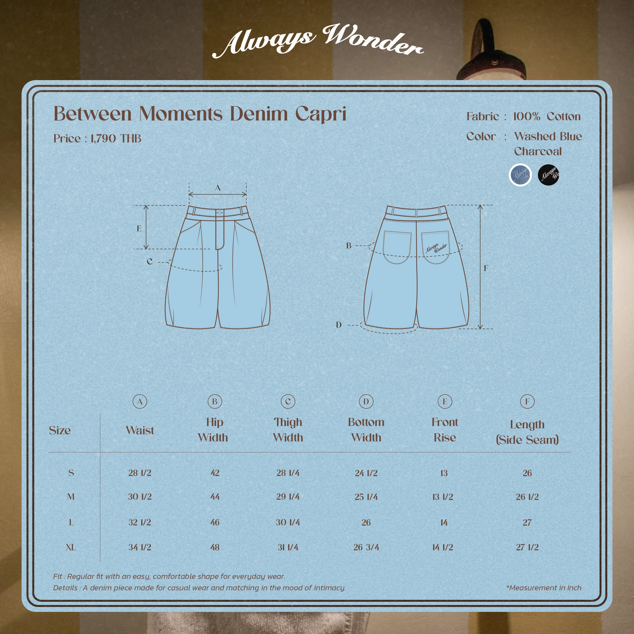 Between Moments Denim Capri | Washed Blue - Image 7
