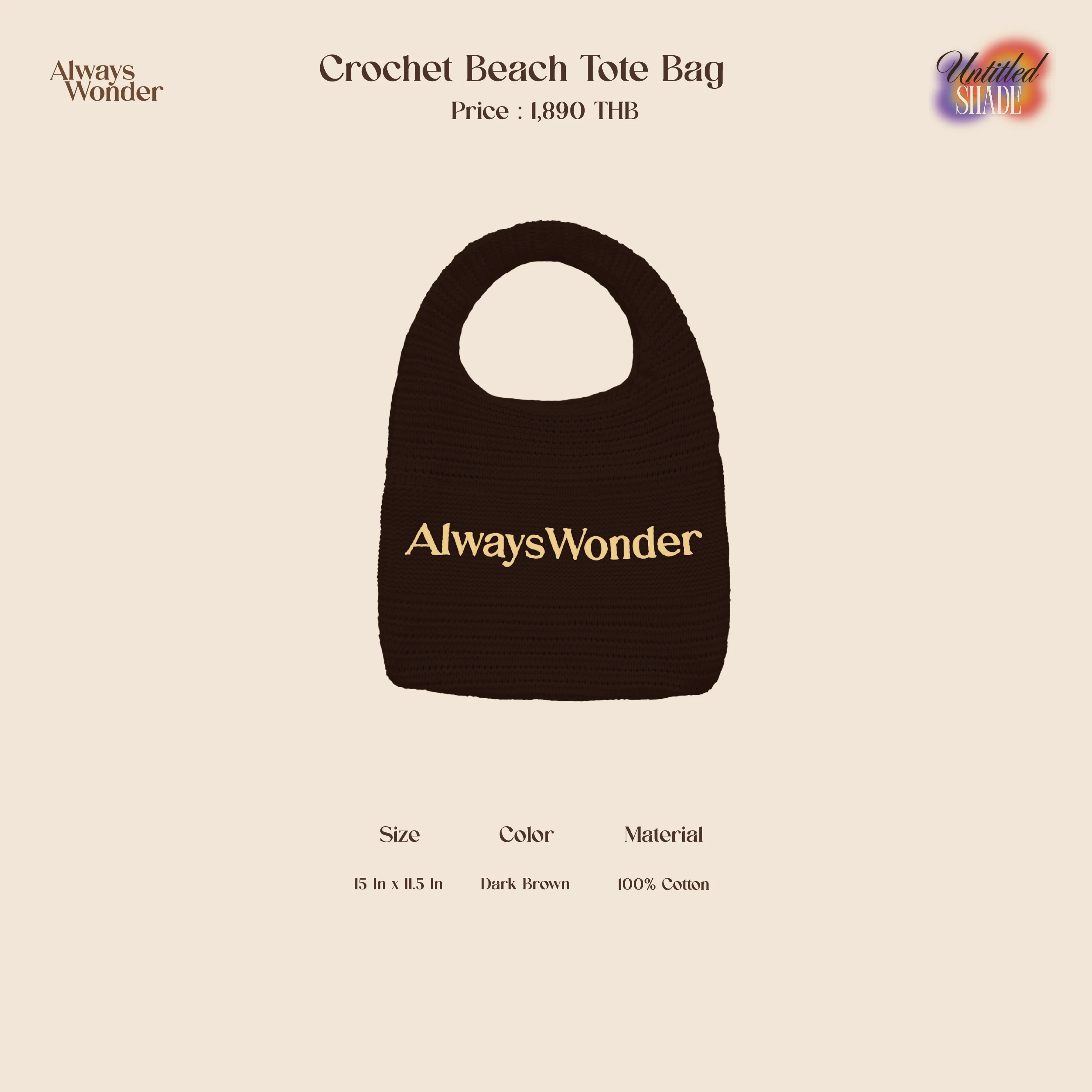 Brown Crochet Beach Tote Bag | Untitled Shade - Image 5