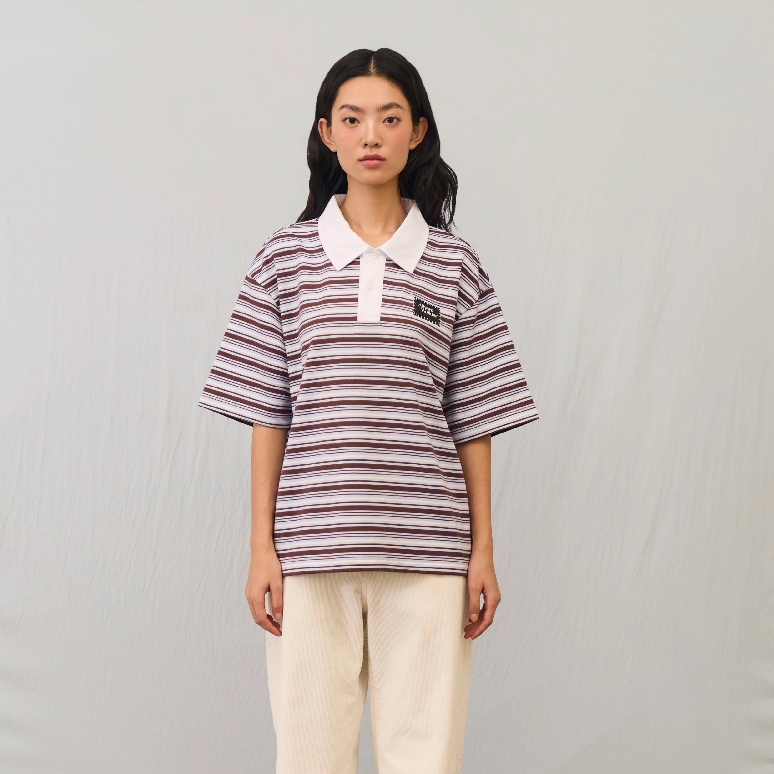 Comfort Stripe Short-Sleeve polo | Mocha Sky - Image 2