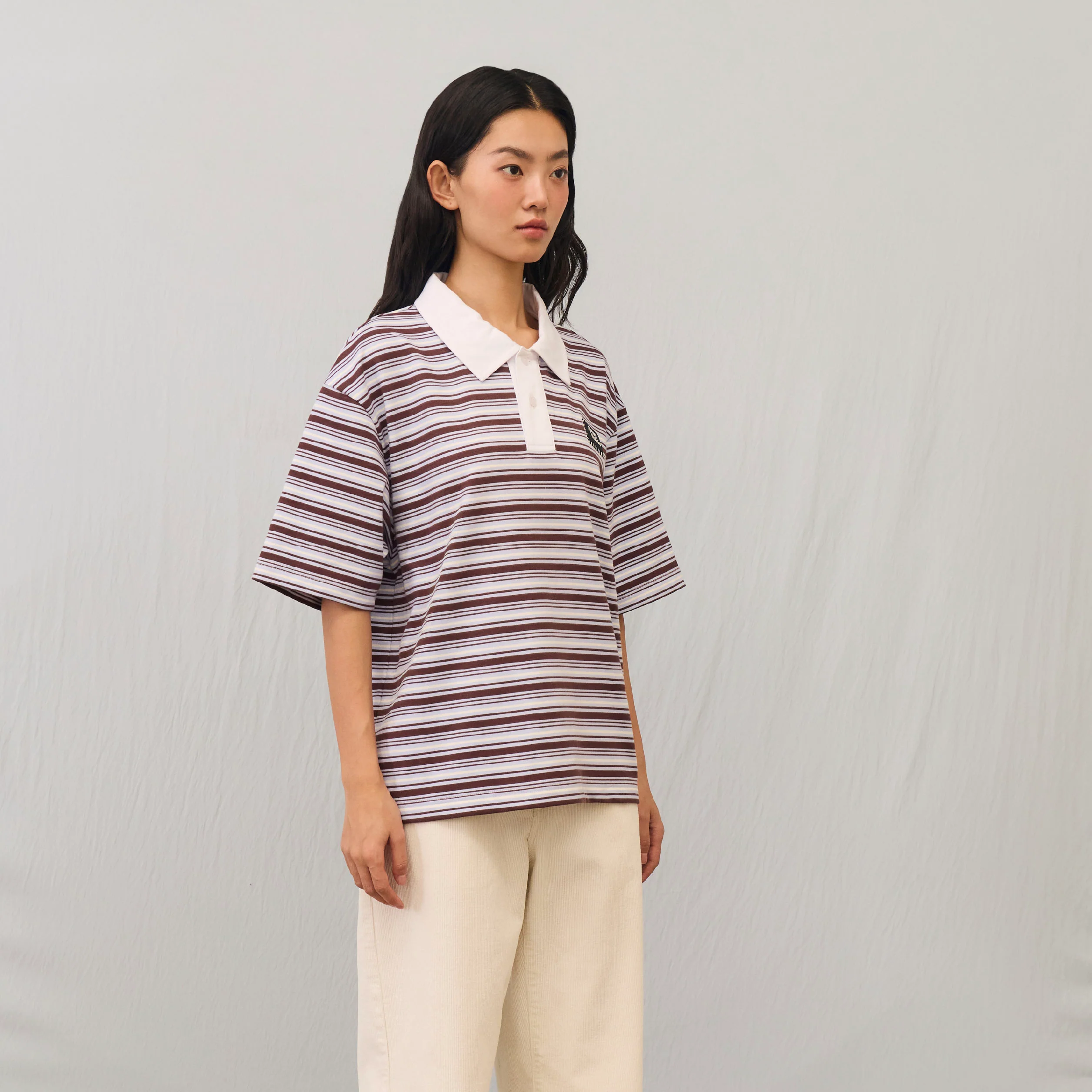 Comfort Stripe Short-Sleeve polo | Mocha Sky - Image 3