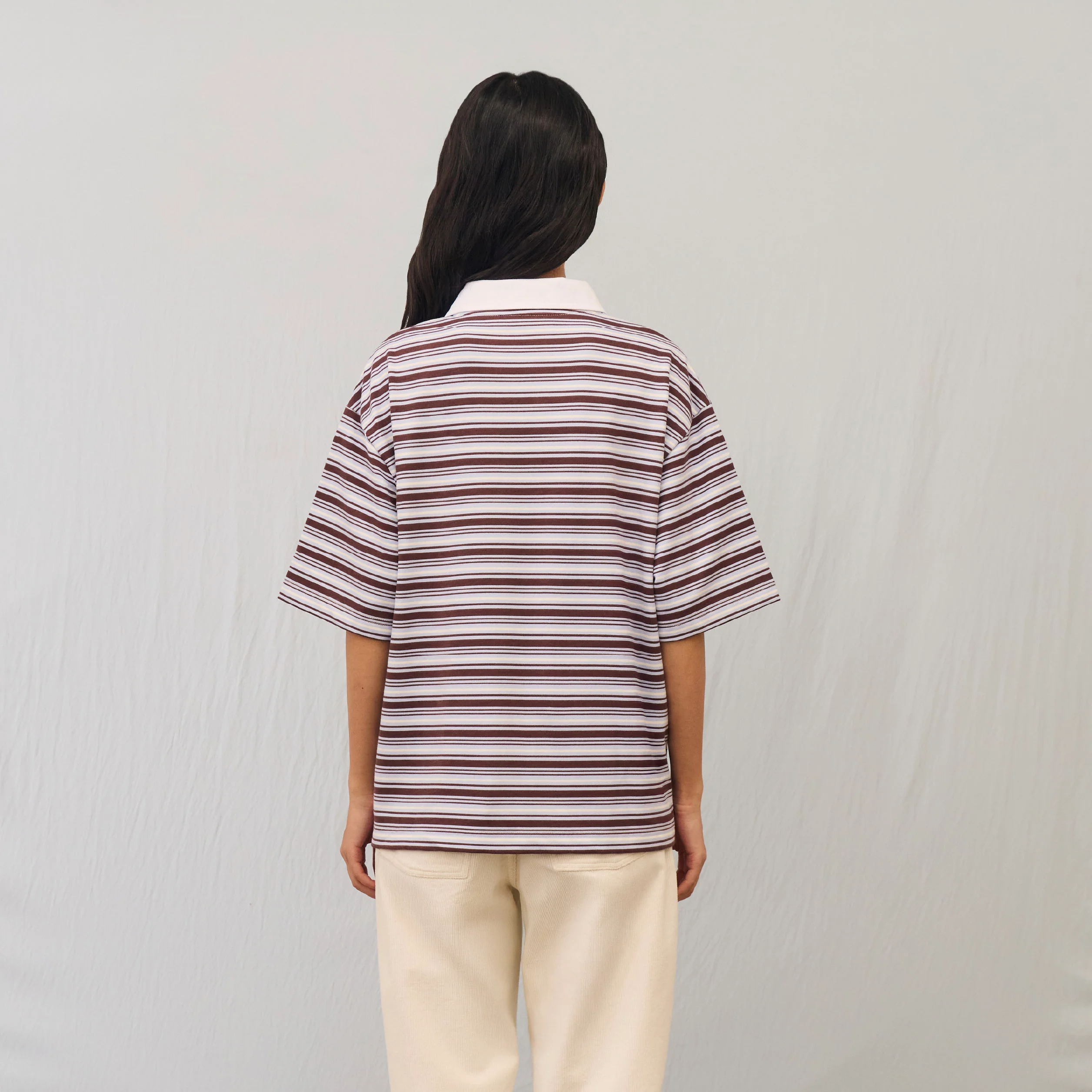 Comfort Stripe Short-Sleeve polo | Mocha Sky - Image 5