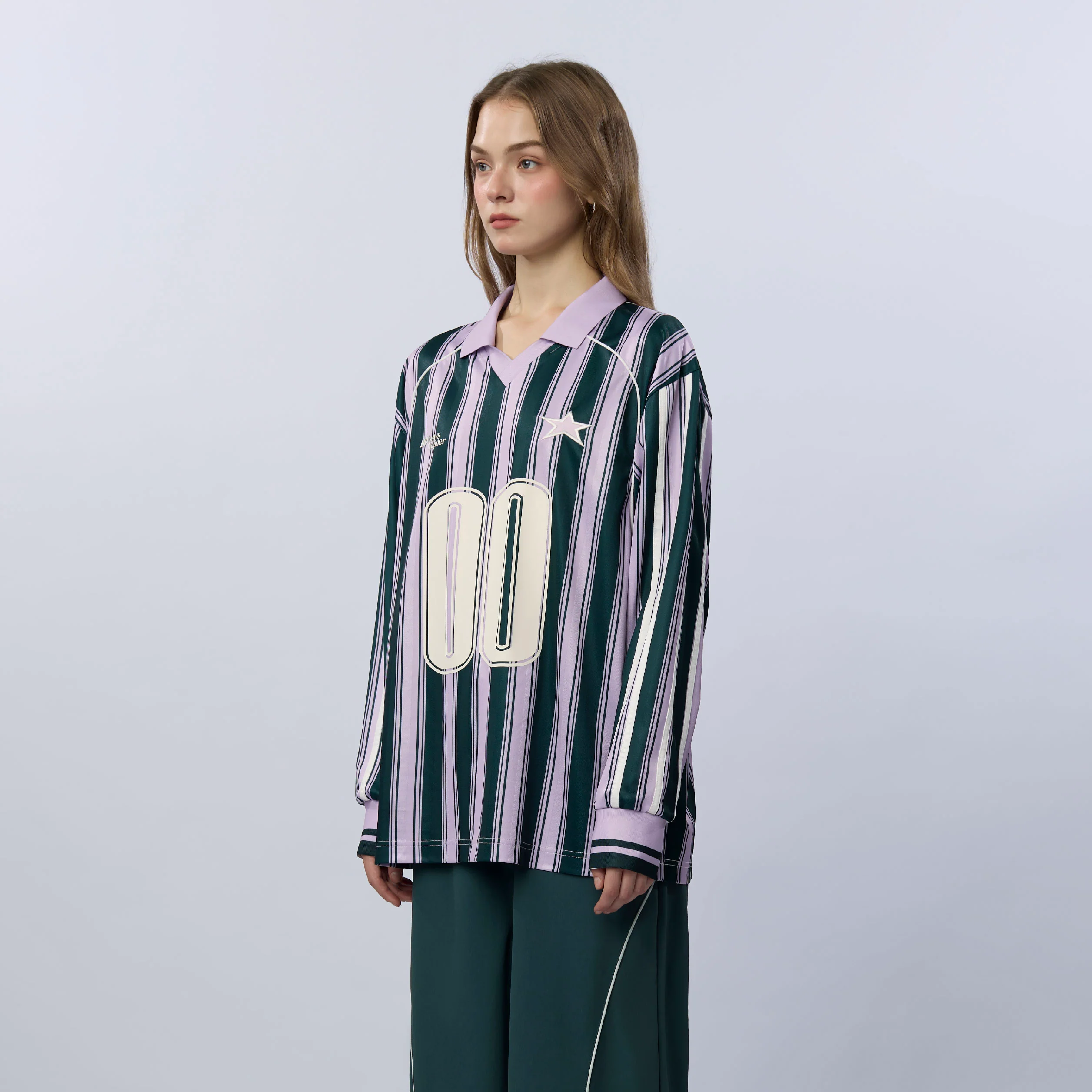 Double Zero Squad Jersey | Muted Lilac - Forest green - Image 3