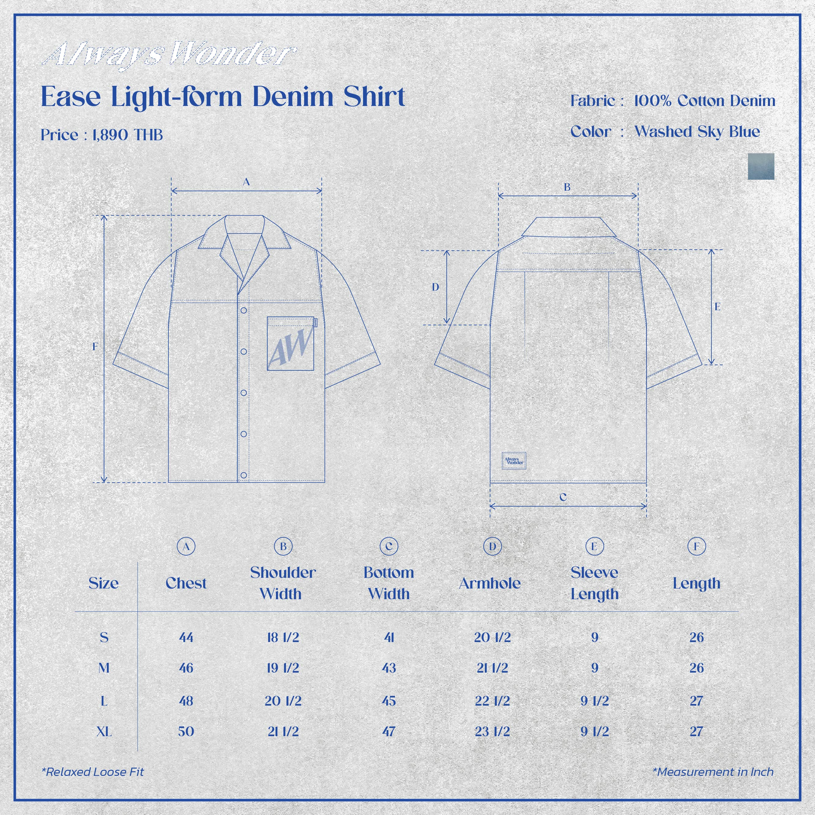 Ease Light-form Denim Shirt | Washed Sky Blue - Image 8