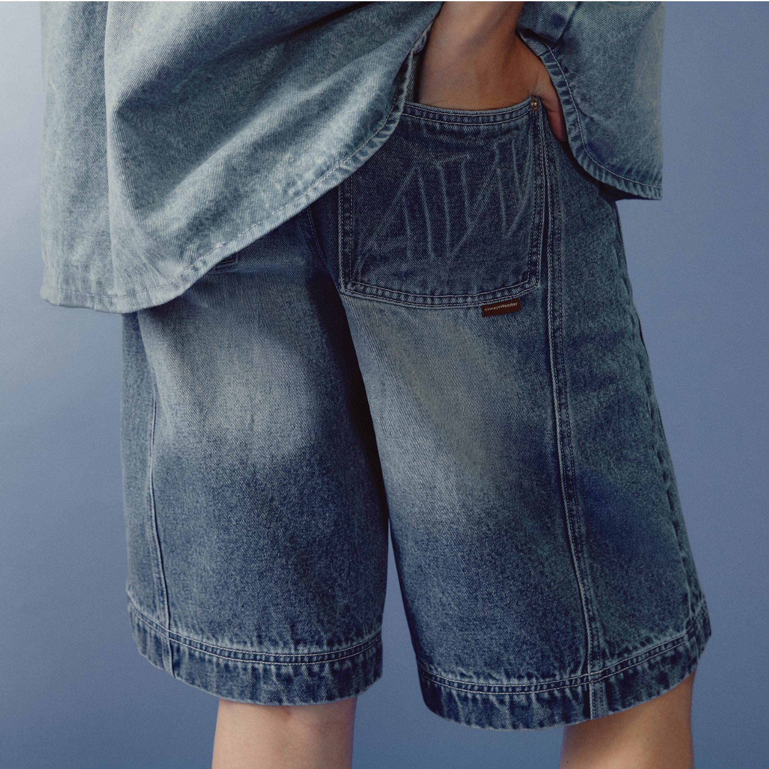 Ease Light-form Denim Shorts | Washed Sky Blue - Image 6