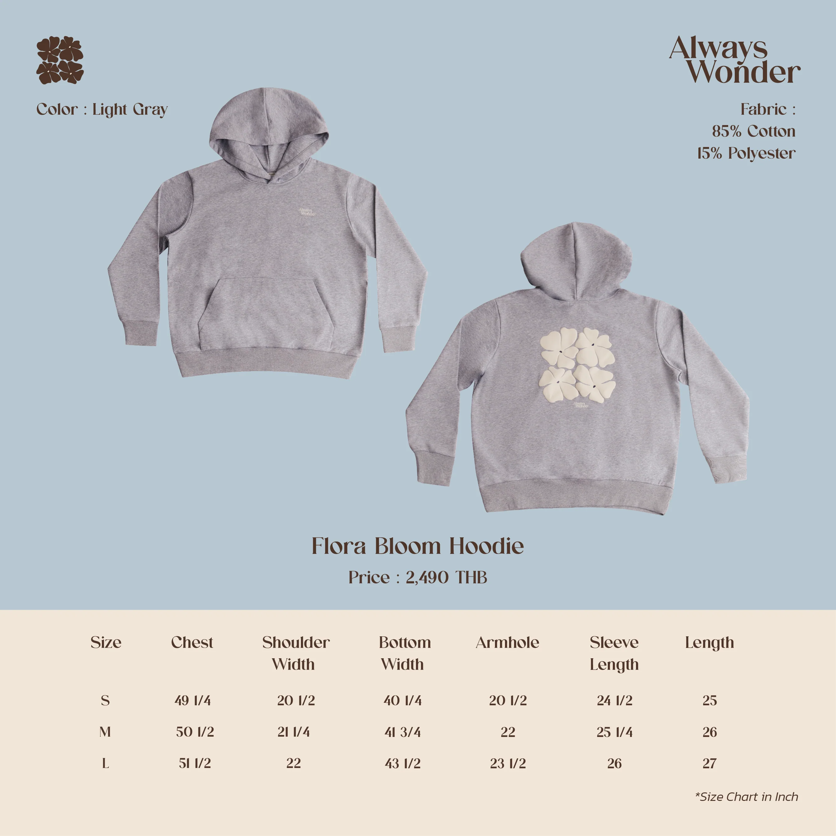Flora Bloom Hoodie | Light Gray - Image 6