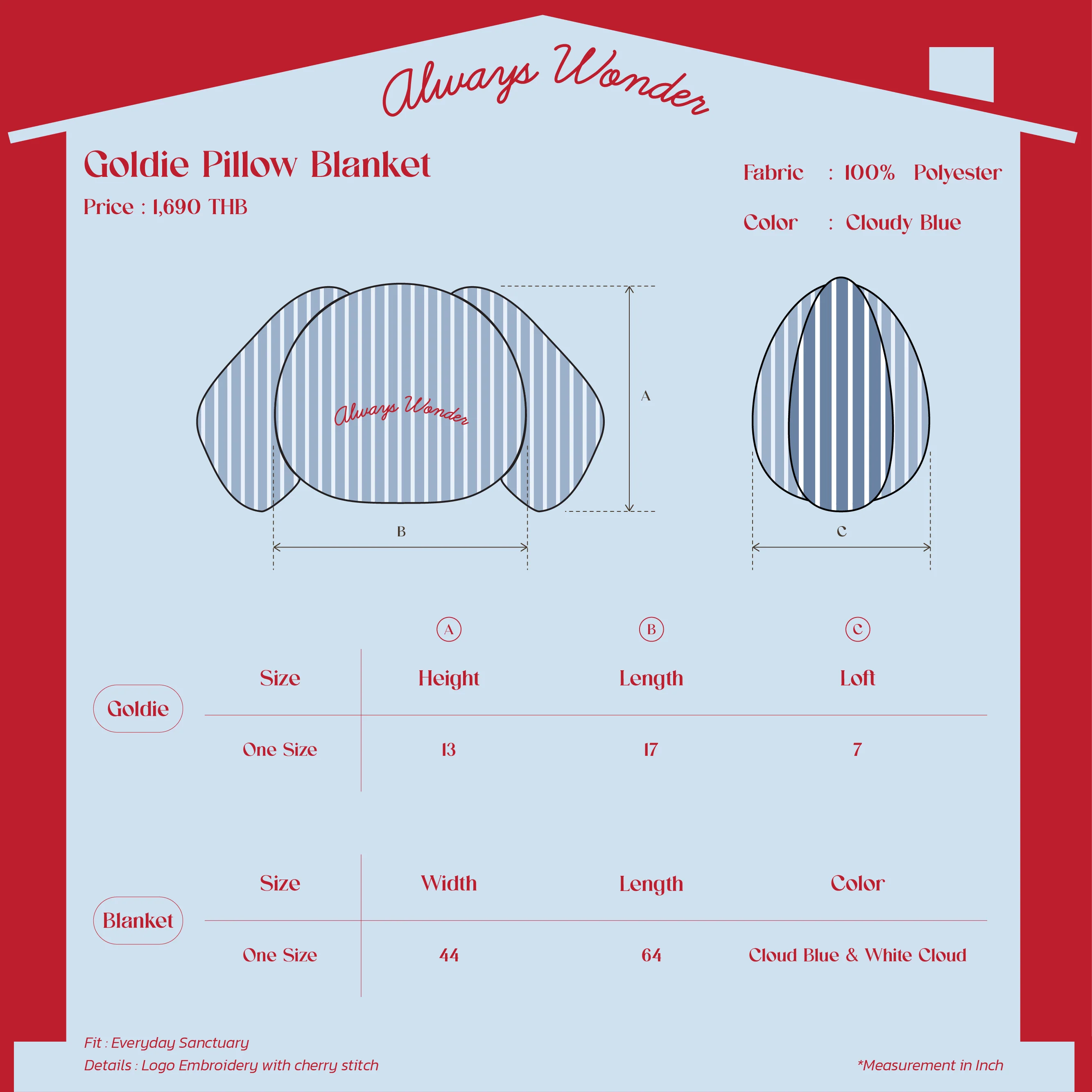 Goldie Pillow Blanket | Cloudy Blue - Image 4