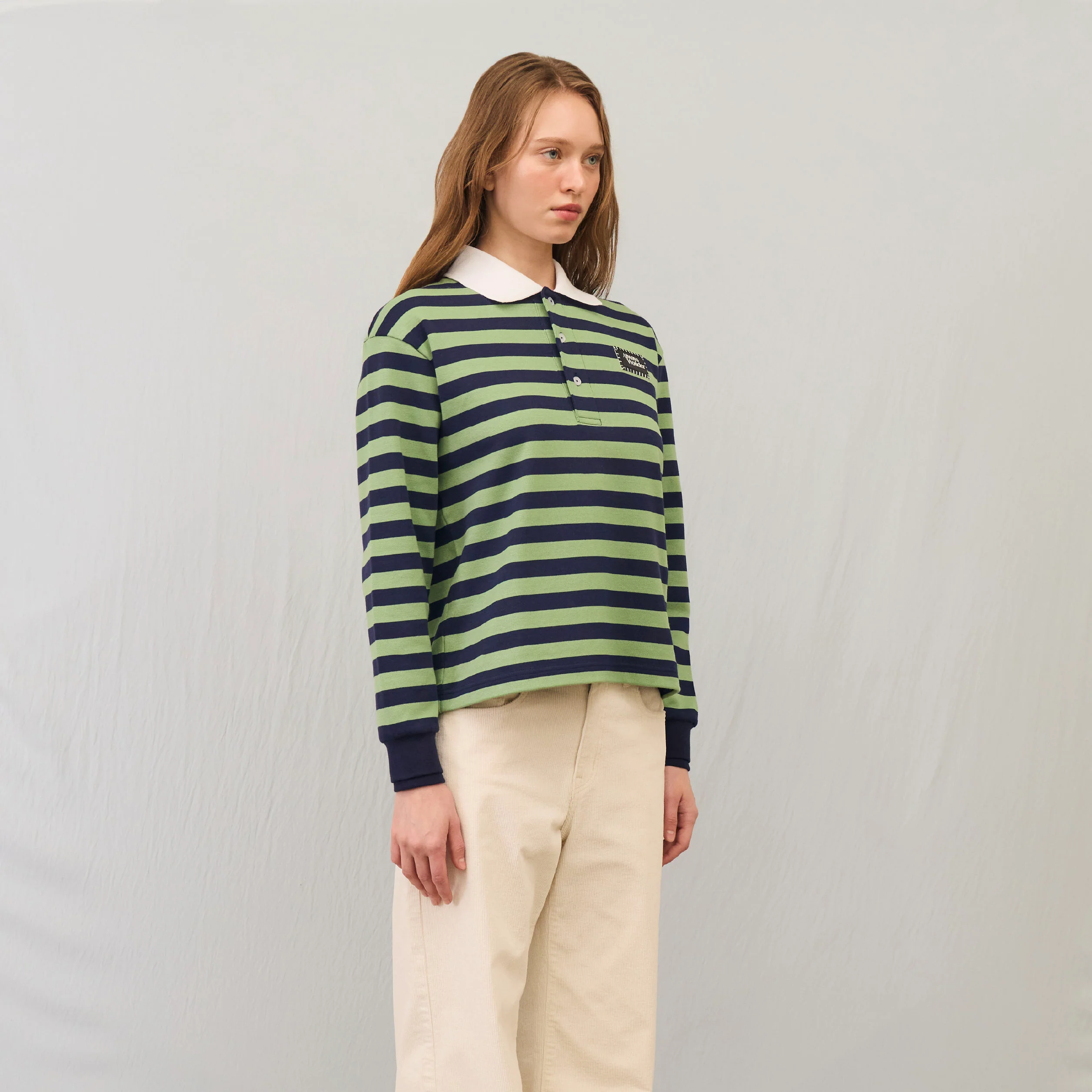 Harmony Long-Sleeve Stripe polo | Matcha Night - Image 3