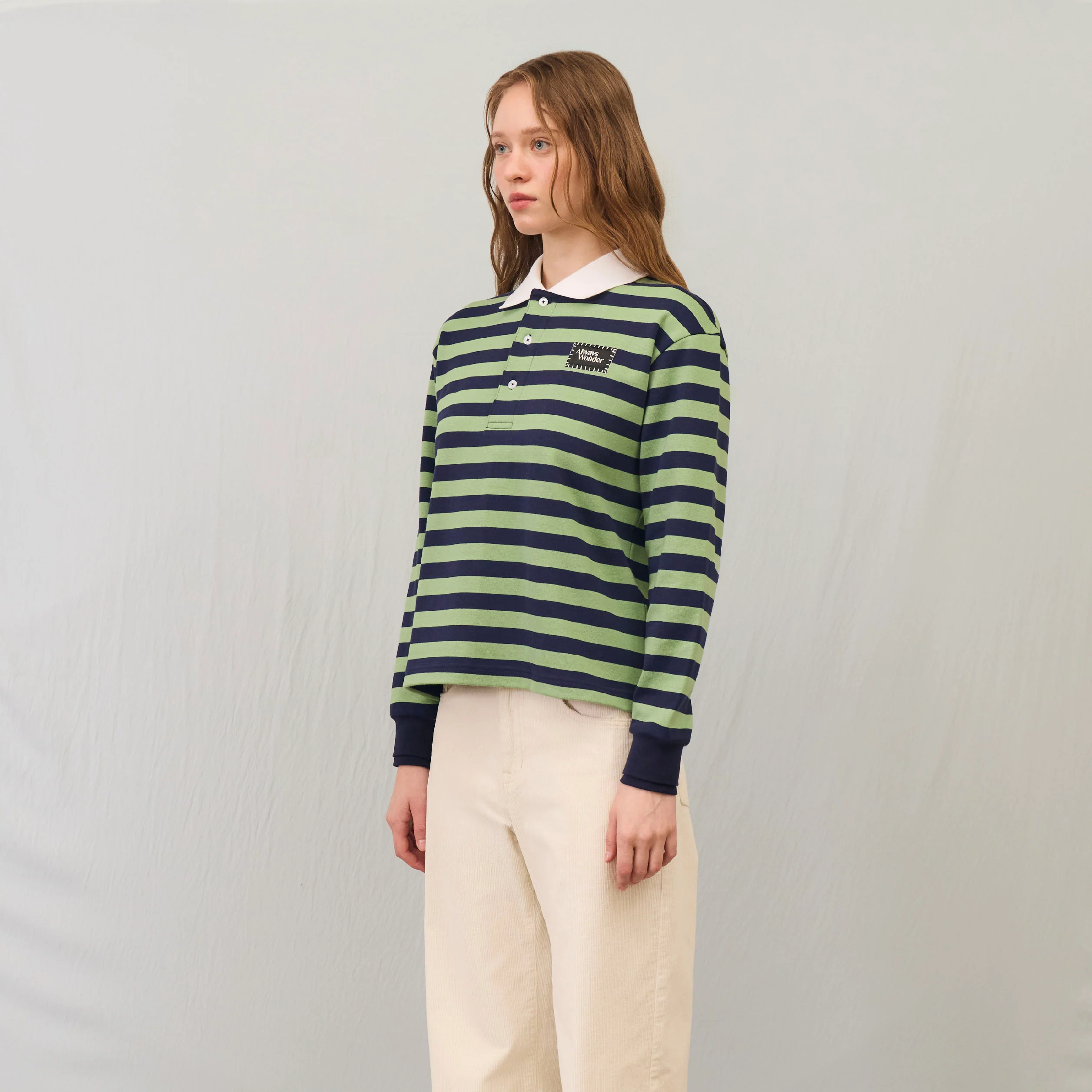 Harmony Long-Sleeve Stripe polo | Matcha Night - Image 4