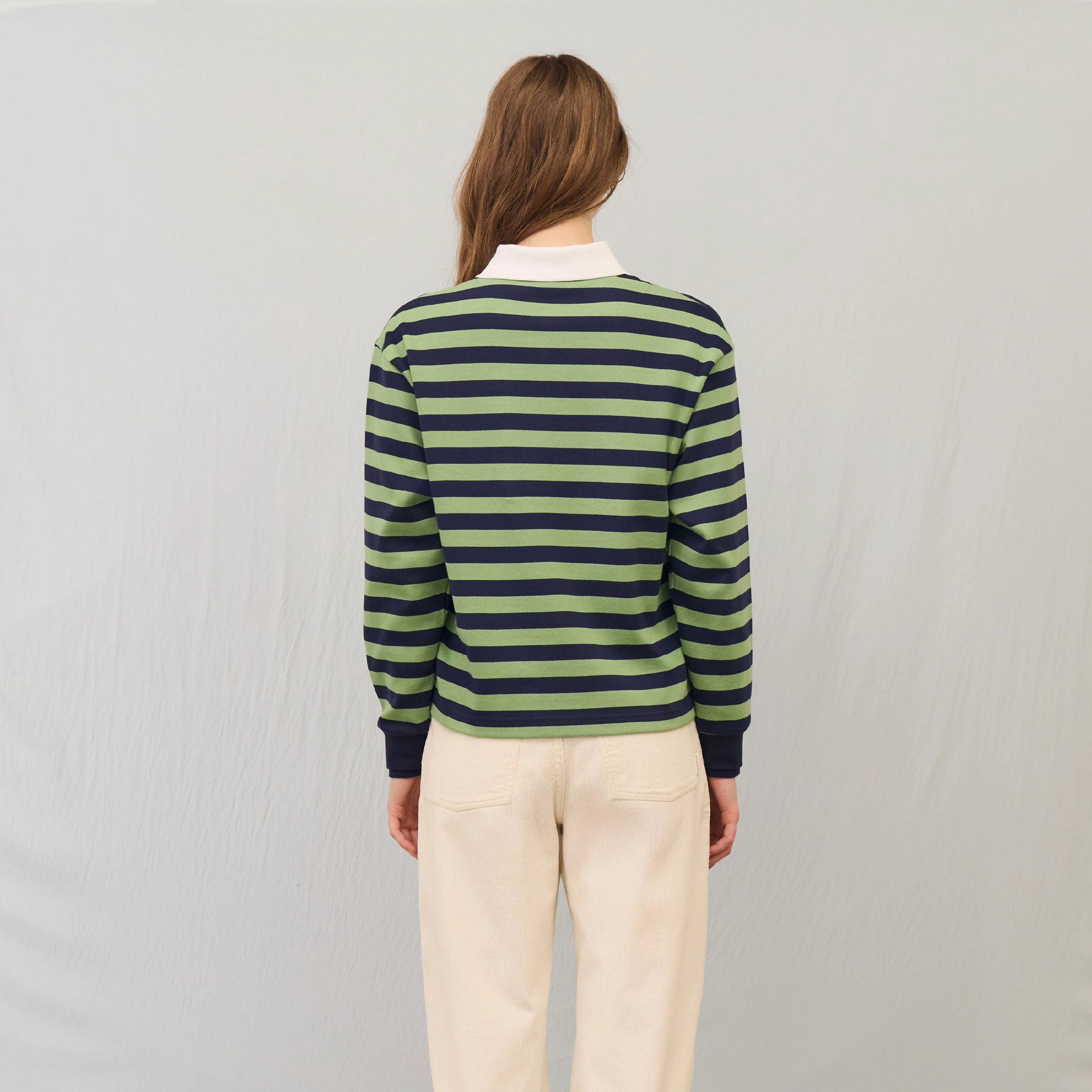Harmony Long-Sleeve Stripe polo | Matcha Night - Image 5