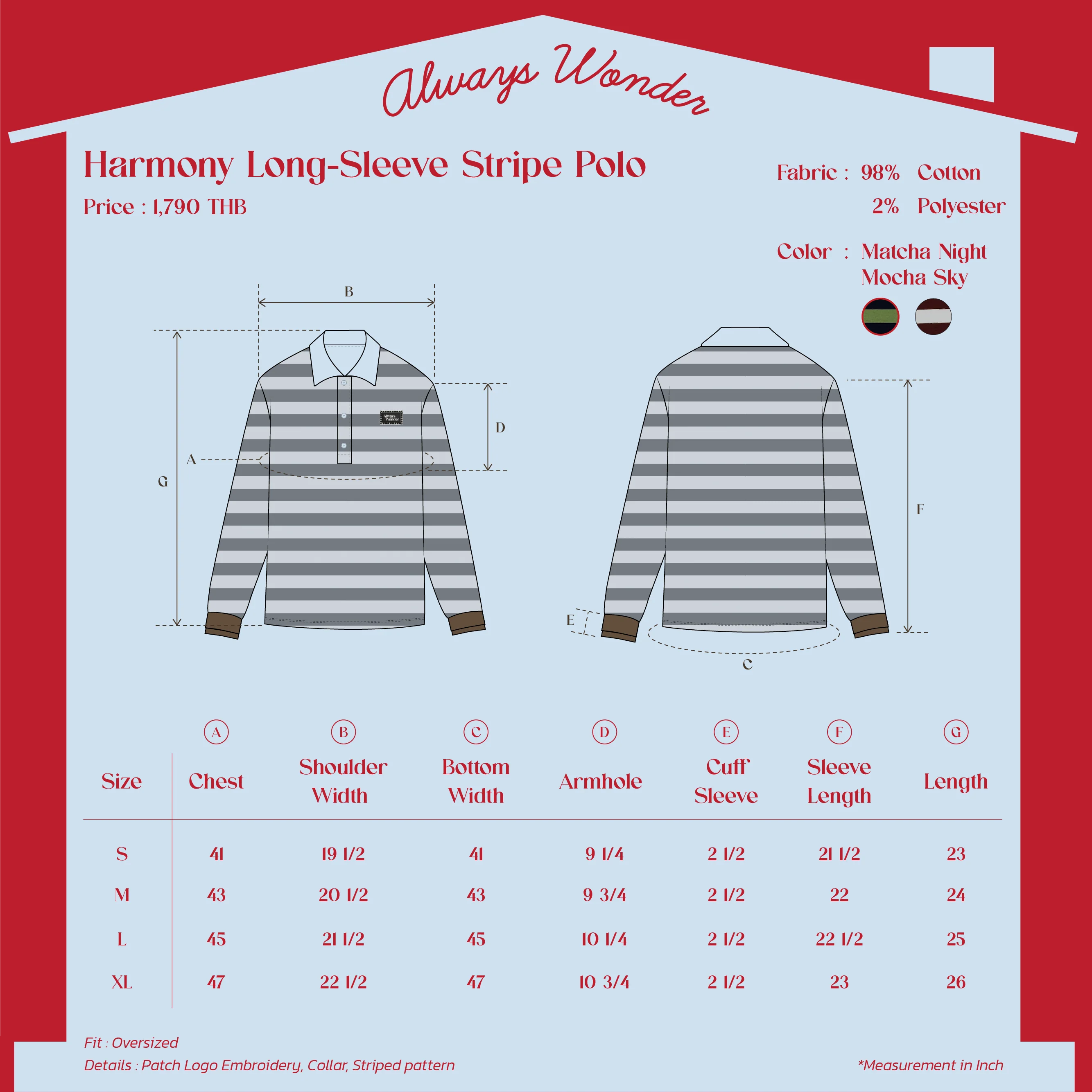 Harmony Long-Sleeve Stripe polo | Matcha Night - Image 6