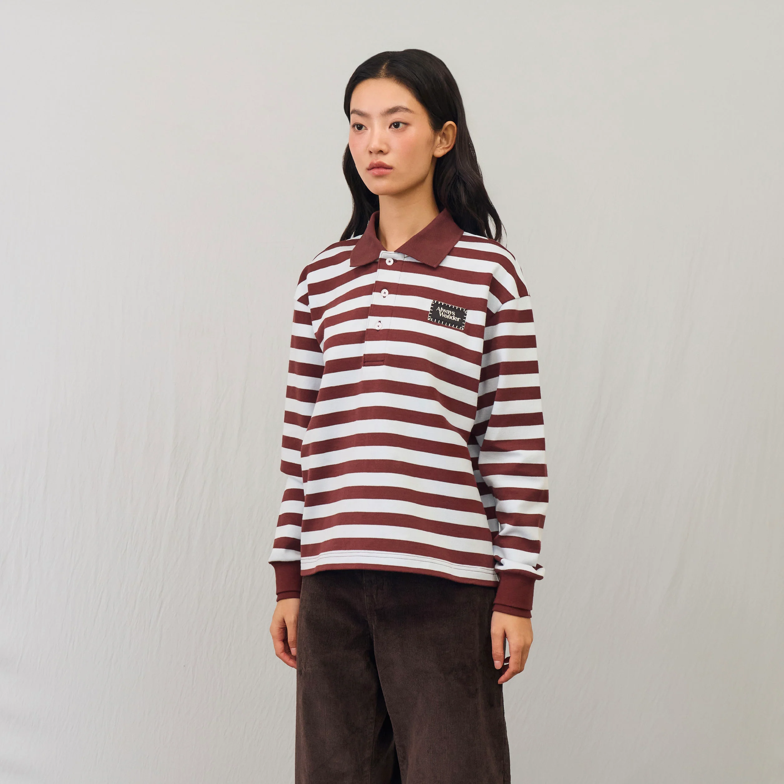 Harmony Long-Sleeve Stripe polo | Mocha Sky - Image 4