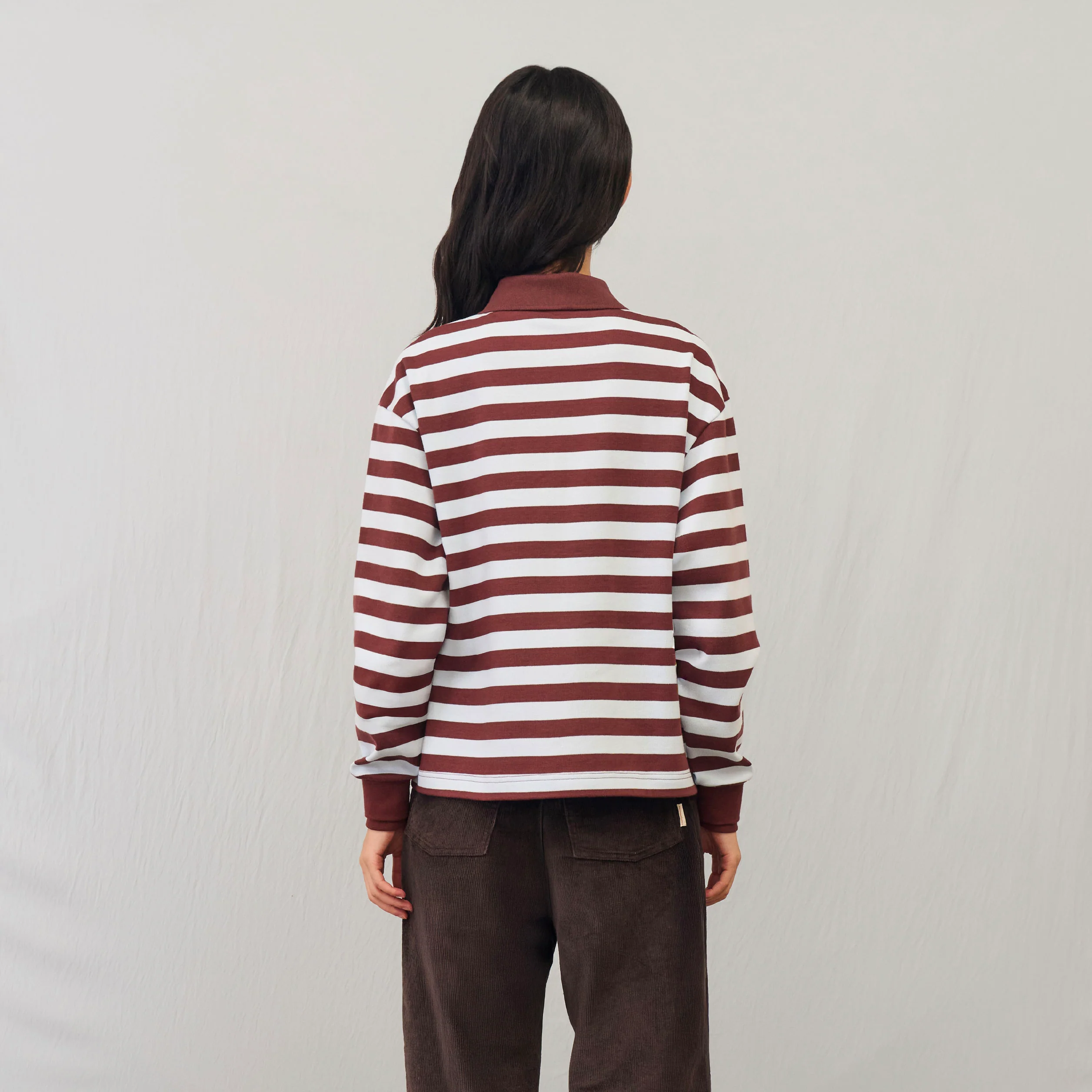 Harmony Long-Sleeve Stripe polo | Mocha Sky - Image 5
