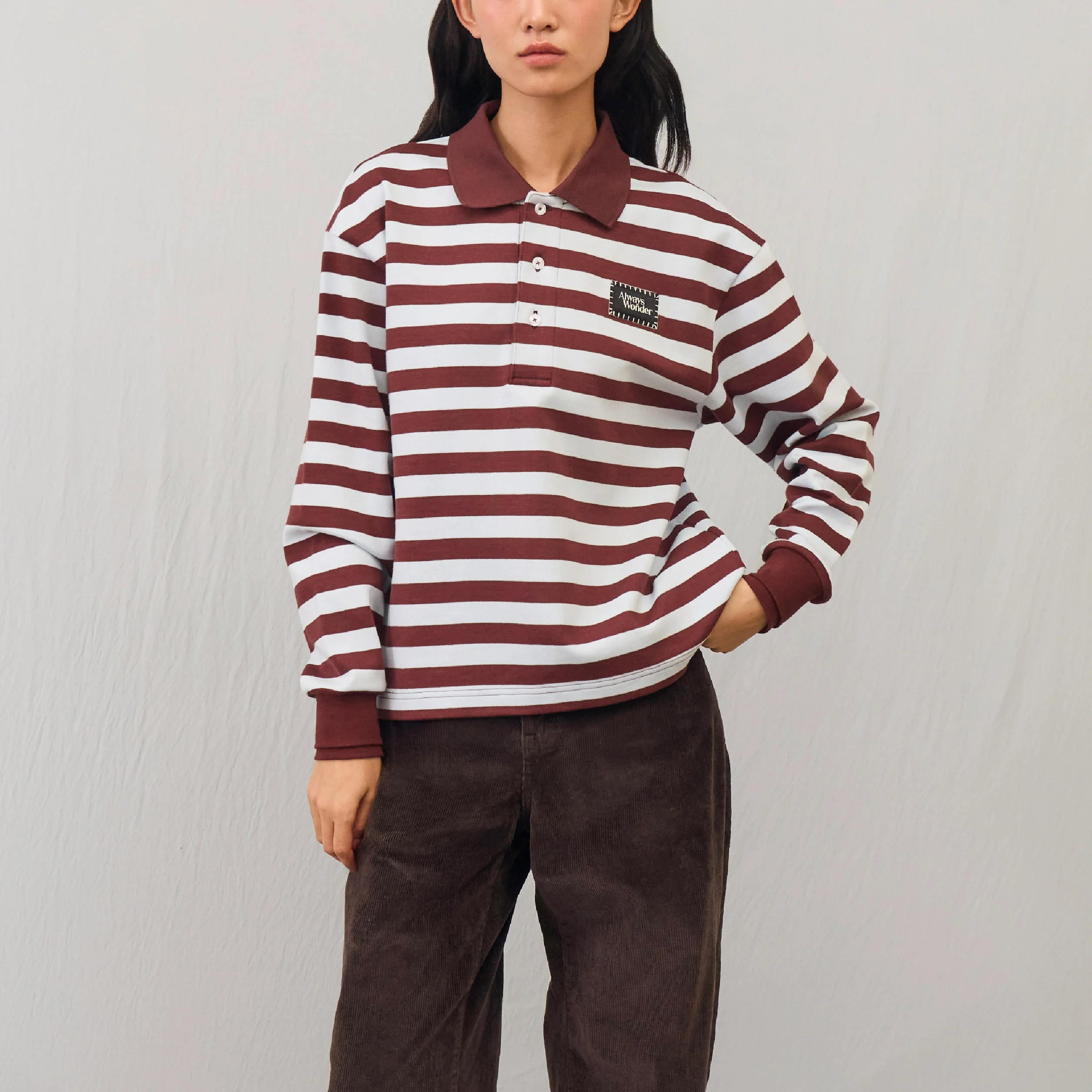 Harmony Long-Sleeve Stripe polo | Mocha Sky - Image 6