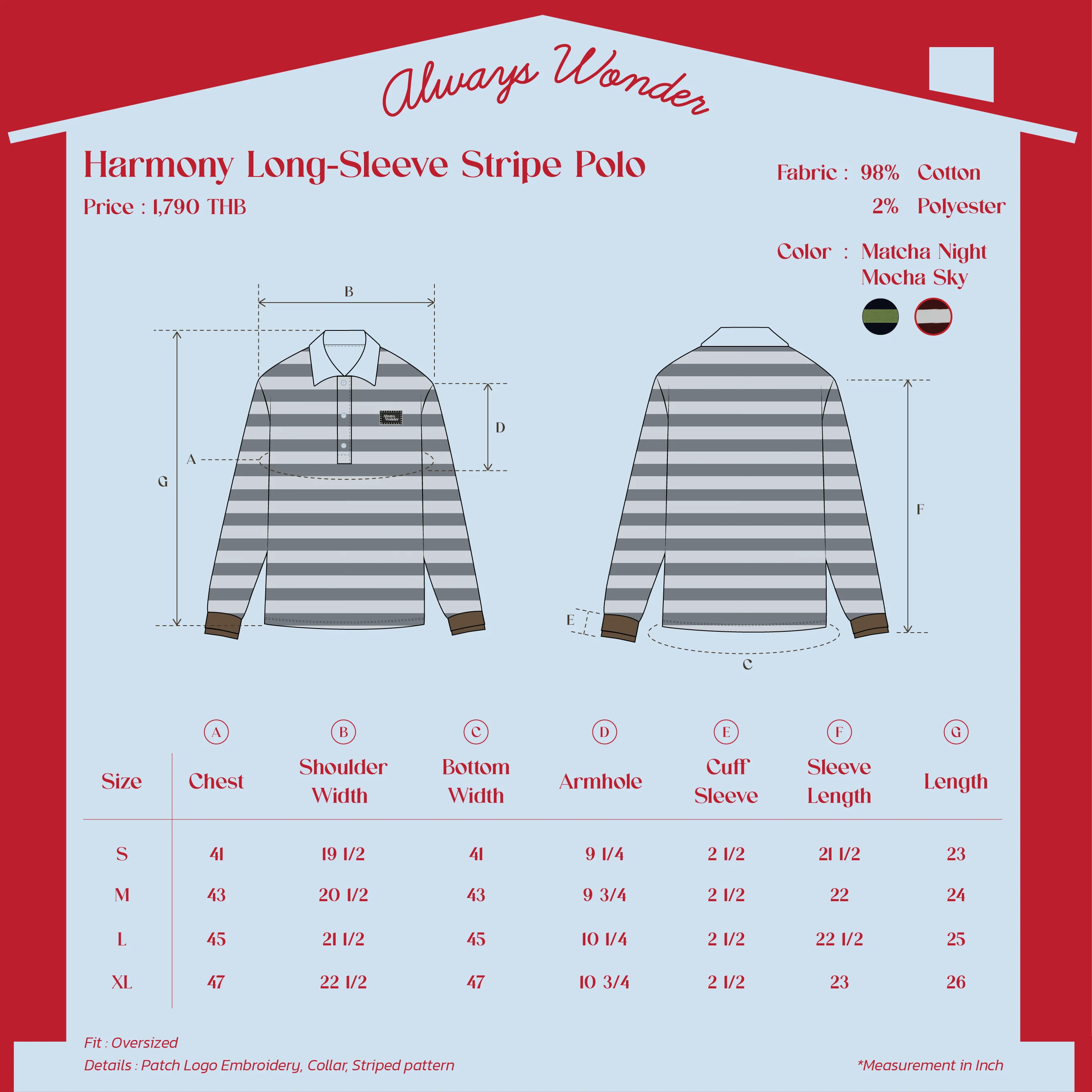 Harmony Long-Sleeve Stripe polo | Mocha Sky - Image 7