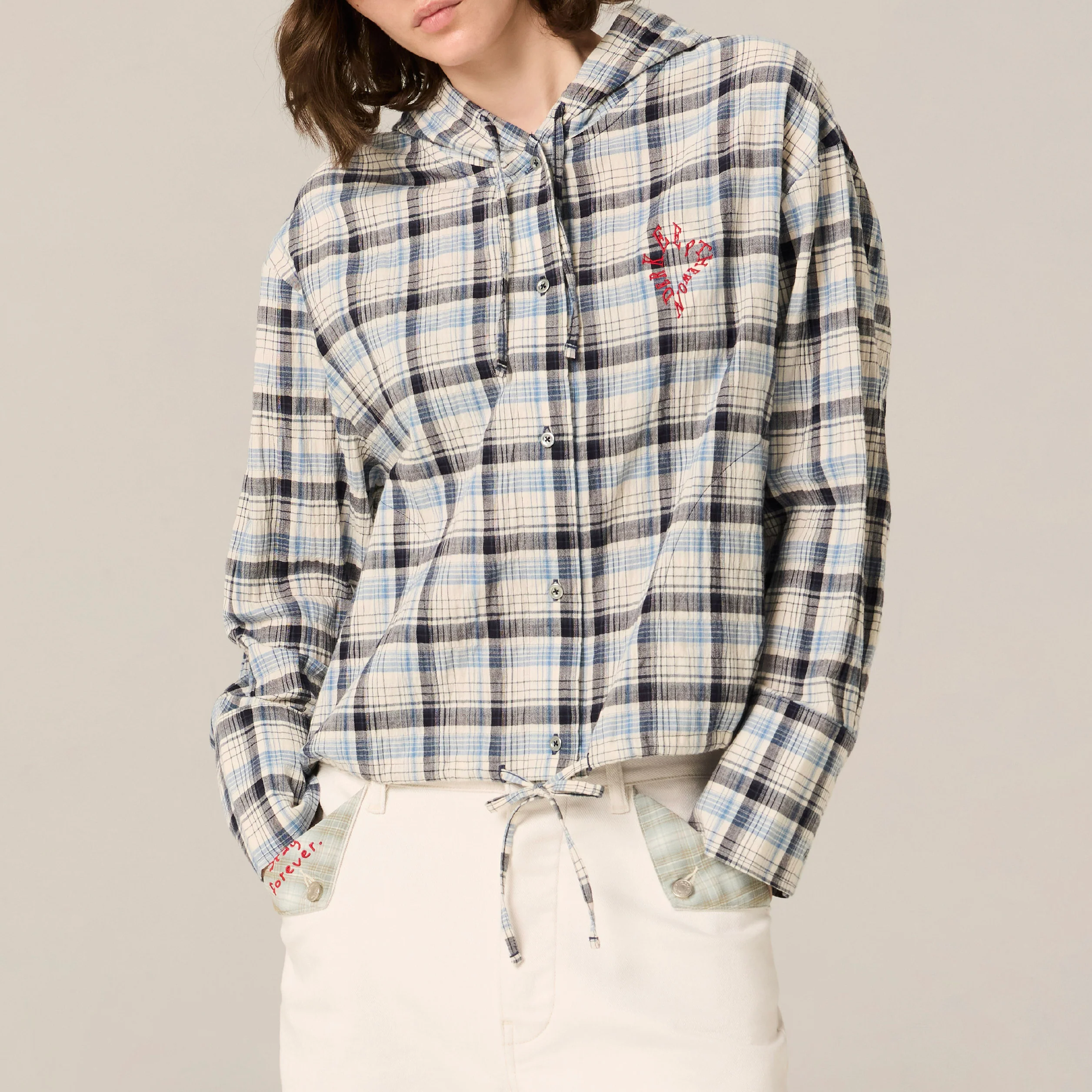 Lovelier hoodies | Blue and White Tartan - Image 6