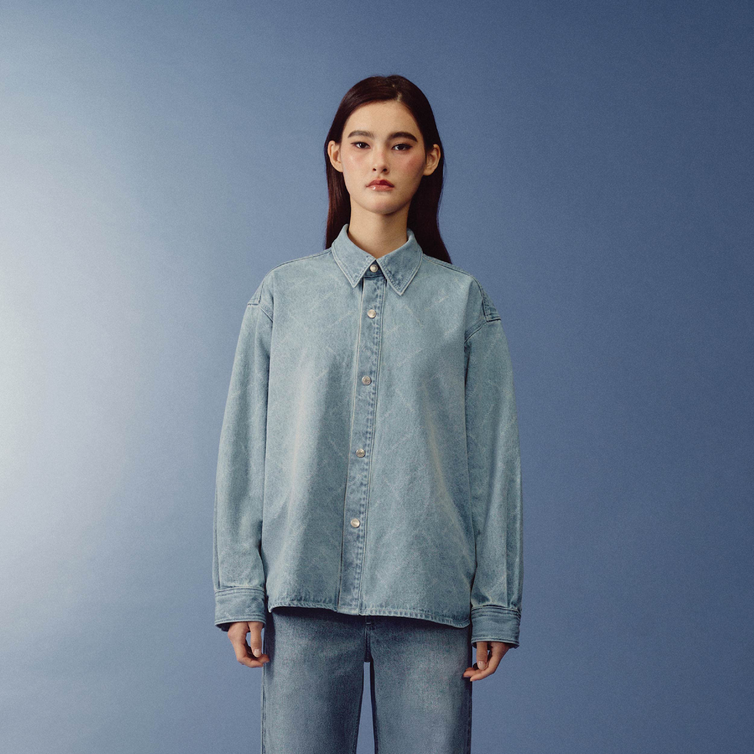 Monogram Flow Denim Jacket | Washed Sky Blue - Image 3