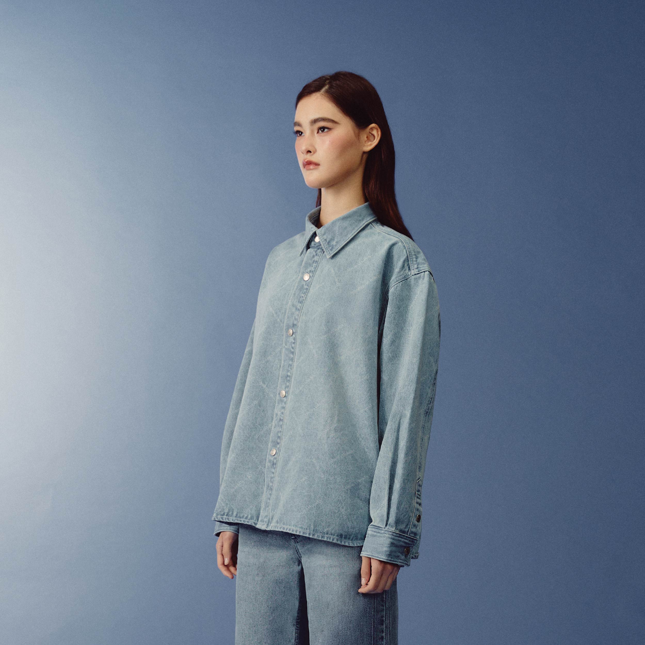 Monogram Flow Denim Jacket | Washed Sky Blue - Image 4