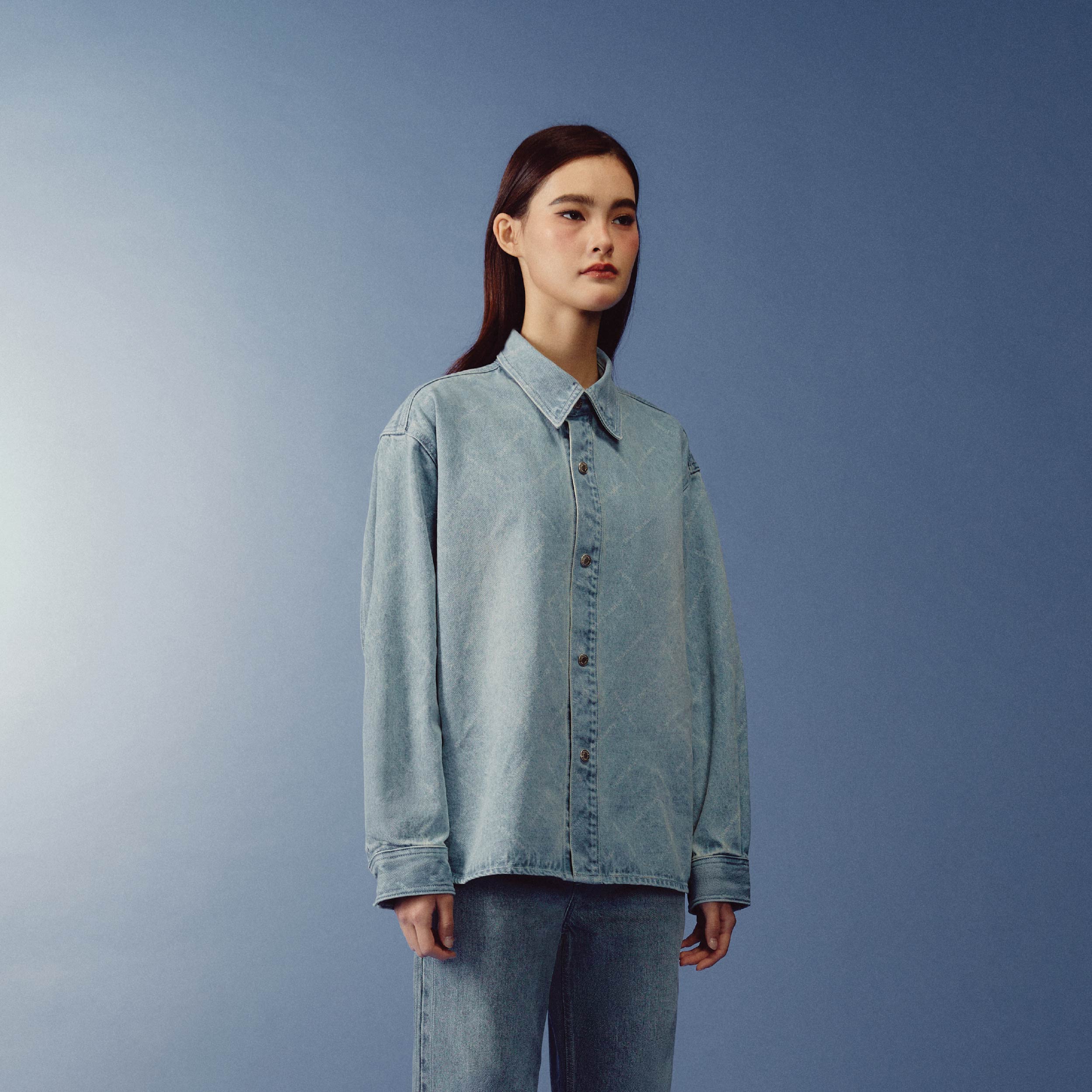 Monogram Flow Denim Jacket | Washed Sky Blue - Image 5