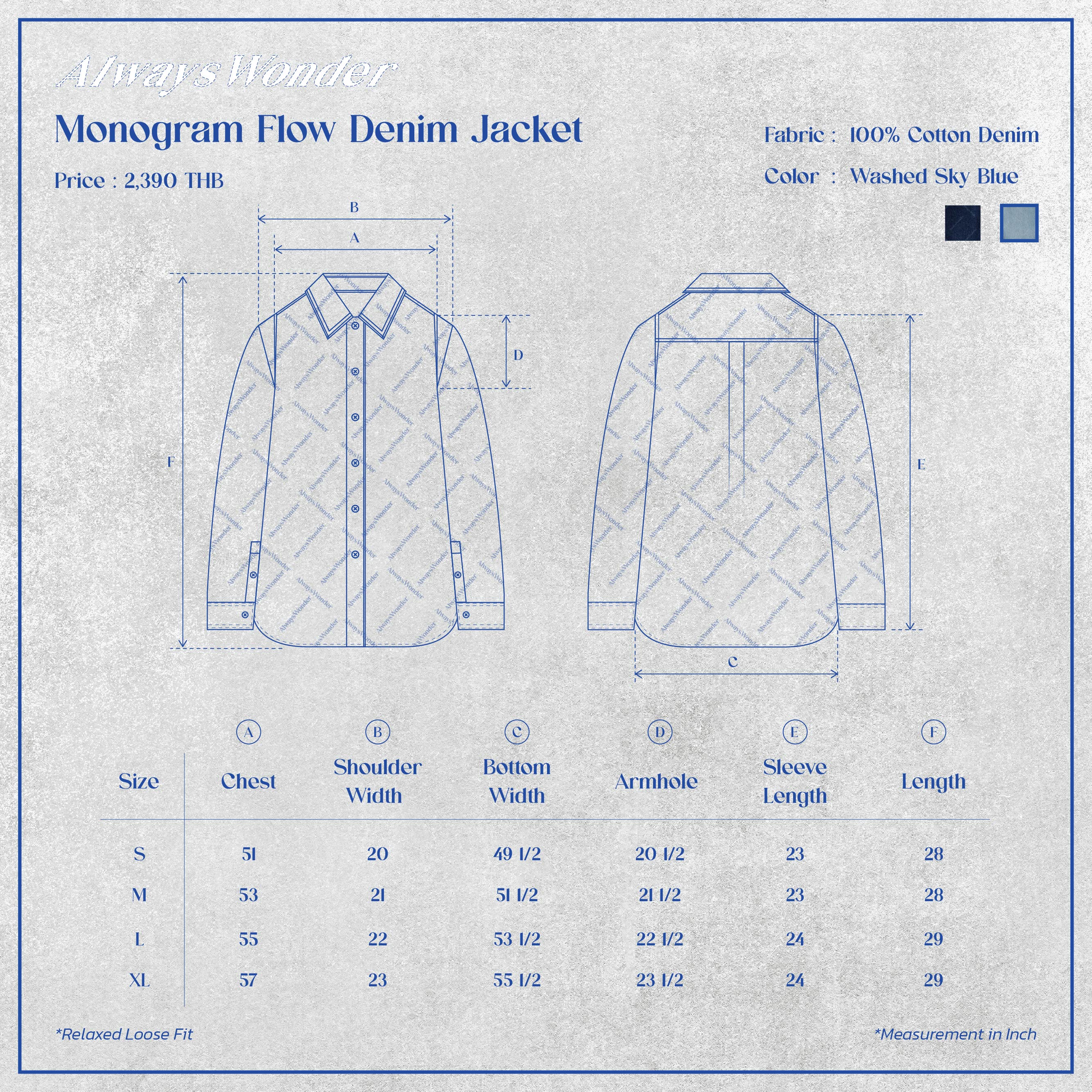 Monogram Flow Denim Jacket | Washed Sky Blue - Image 7