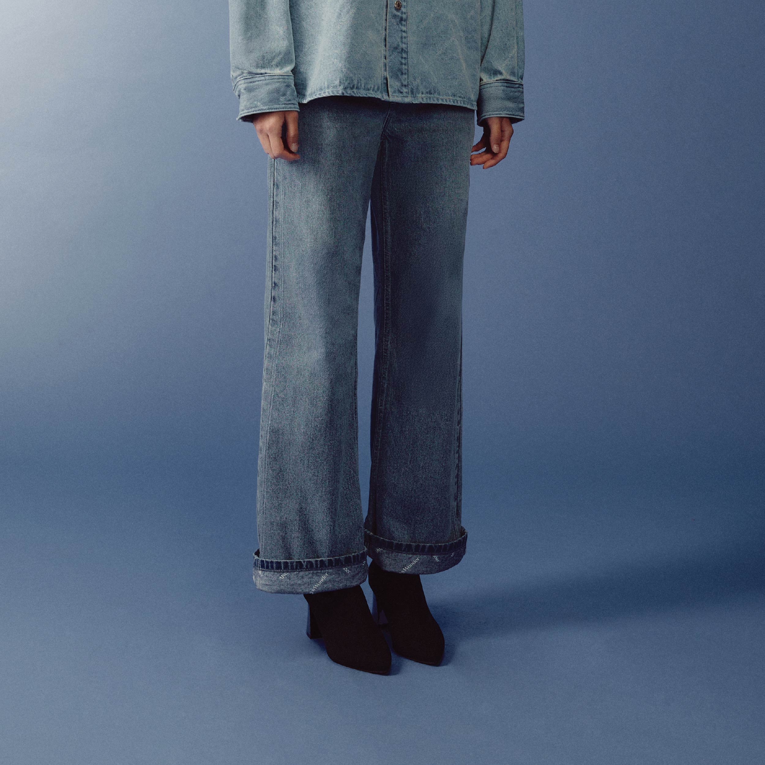 Outline Monogram Denim Pants | Washed Sky Blue - Image 4