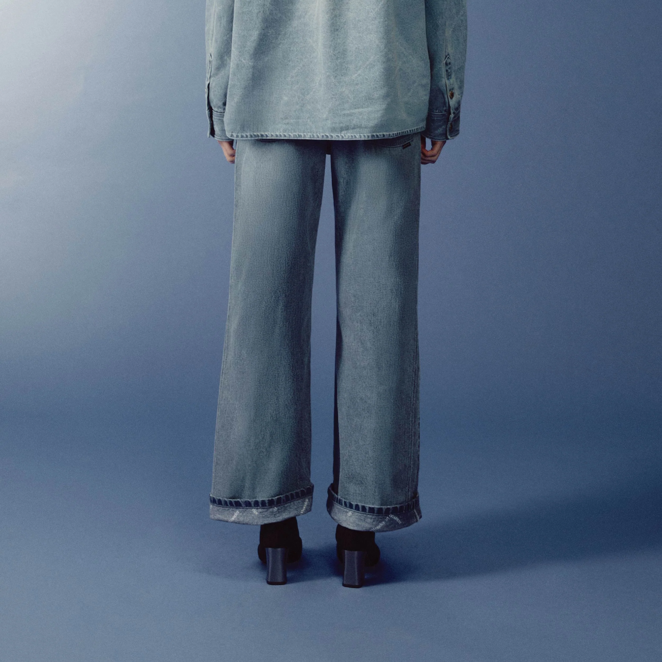 Outline Monogram Denim Pants | Washed Sky Blue - Image 5