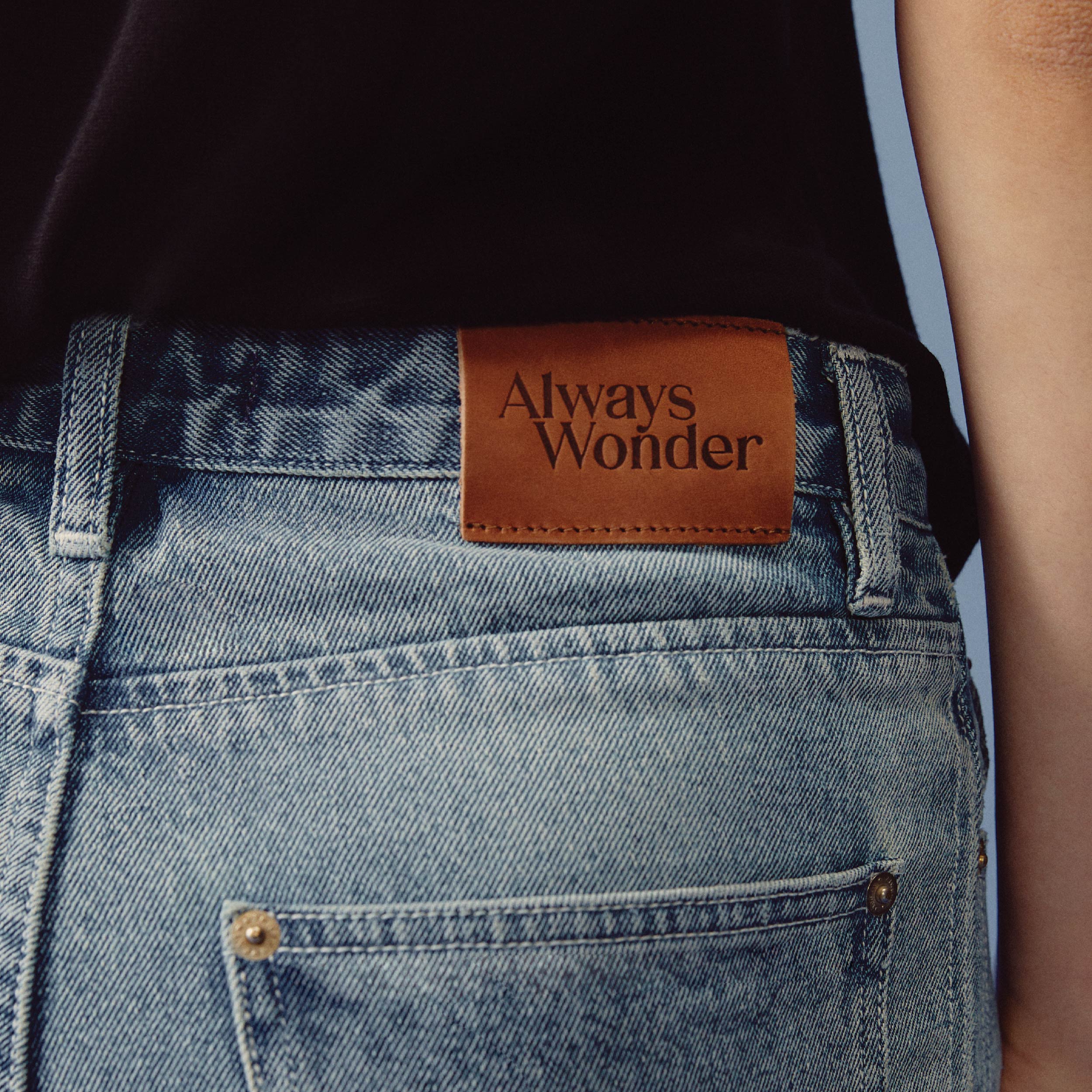 Outline Monogram Denim Pants | Washed Sky Blue - Image 7