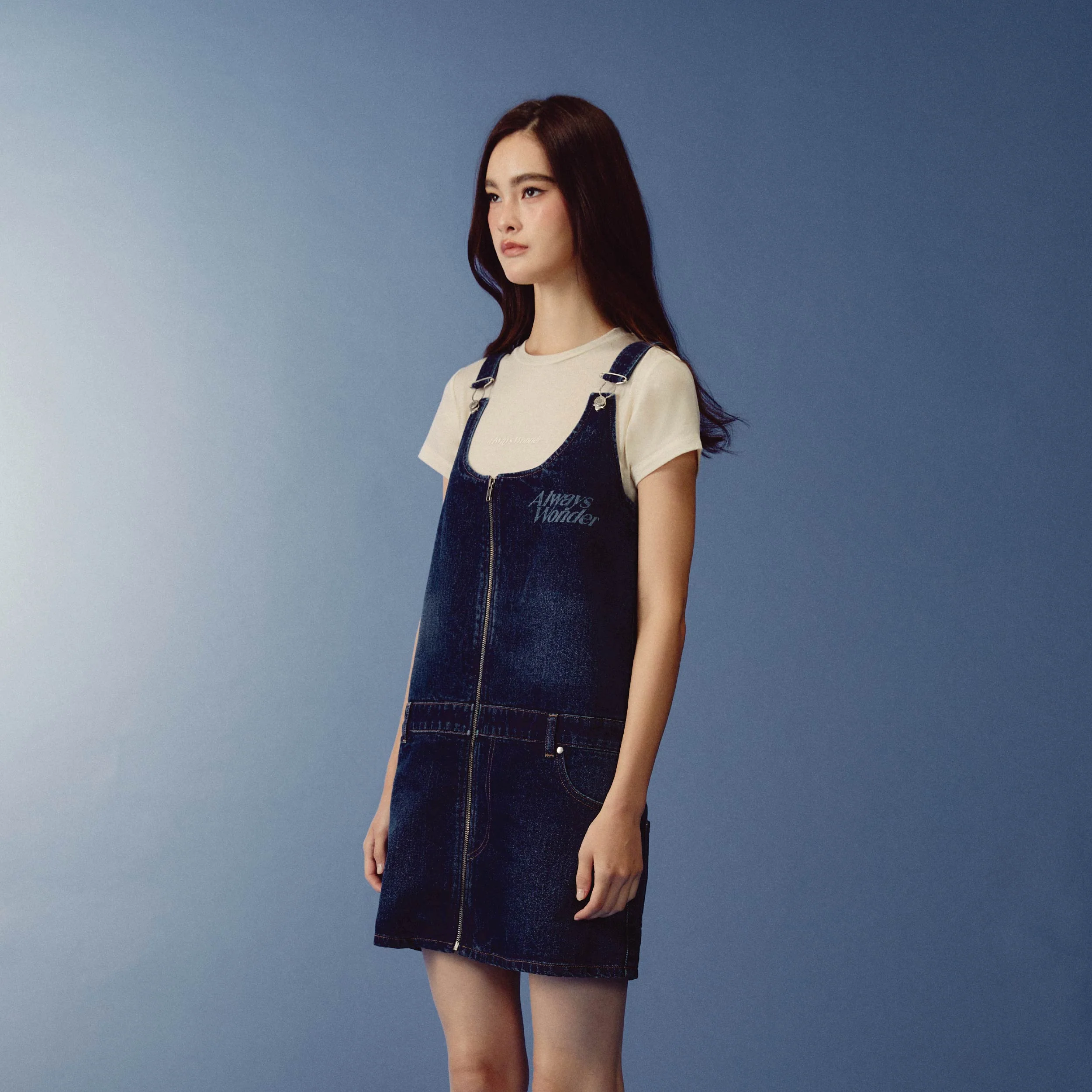 Denim Sculpture Mini Dress | Deep Indigo - Image 3