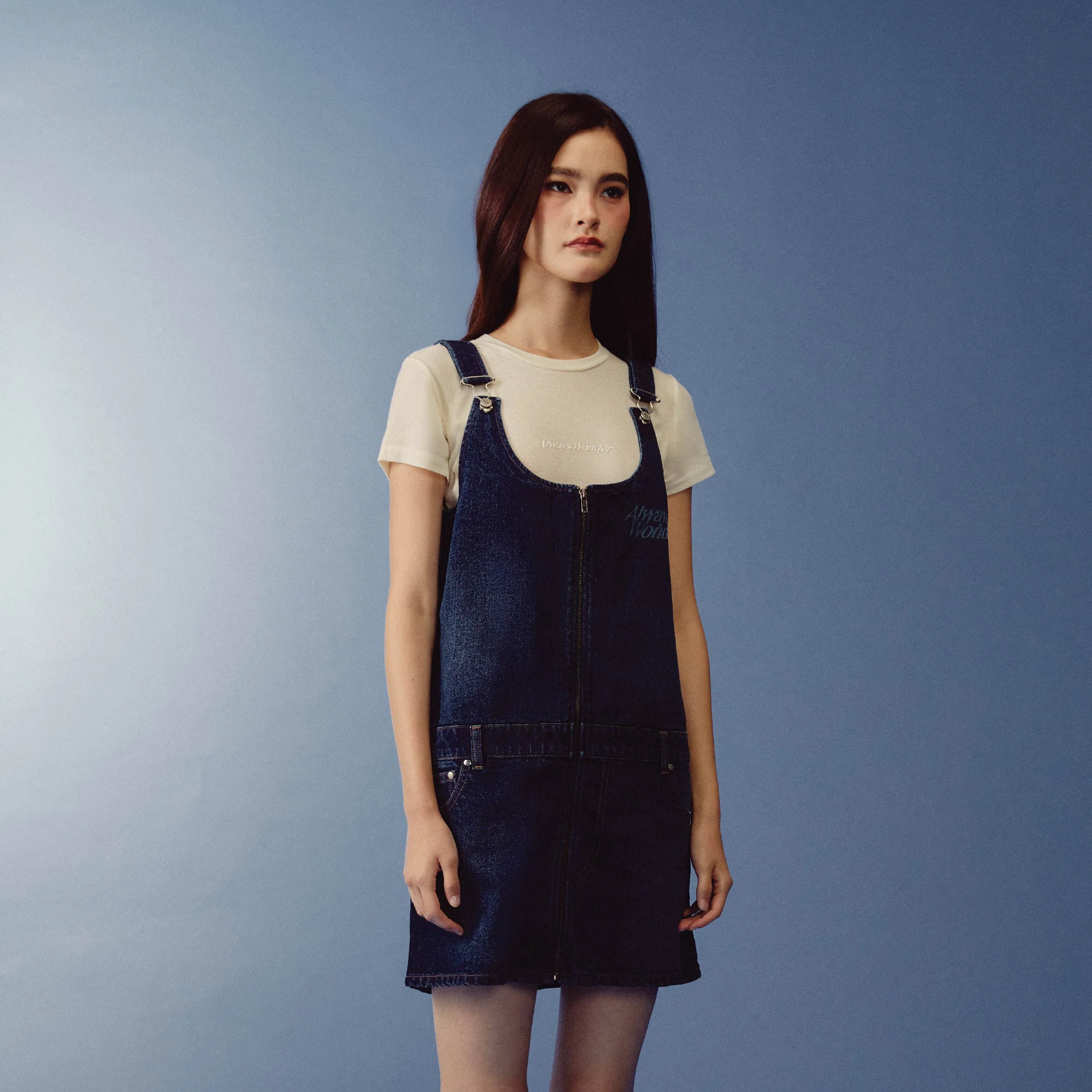 Denim Sculpture Mini Dress | Deep Indigo - Image 4