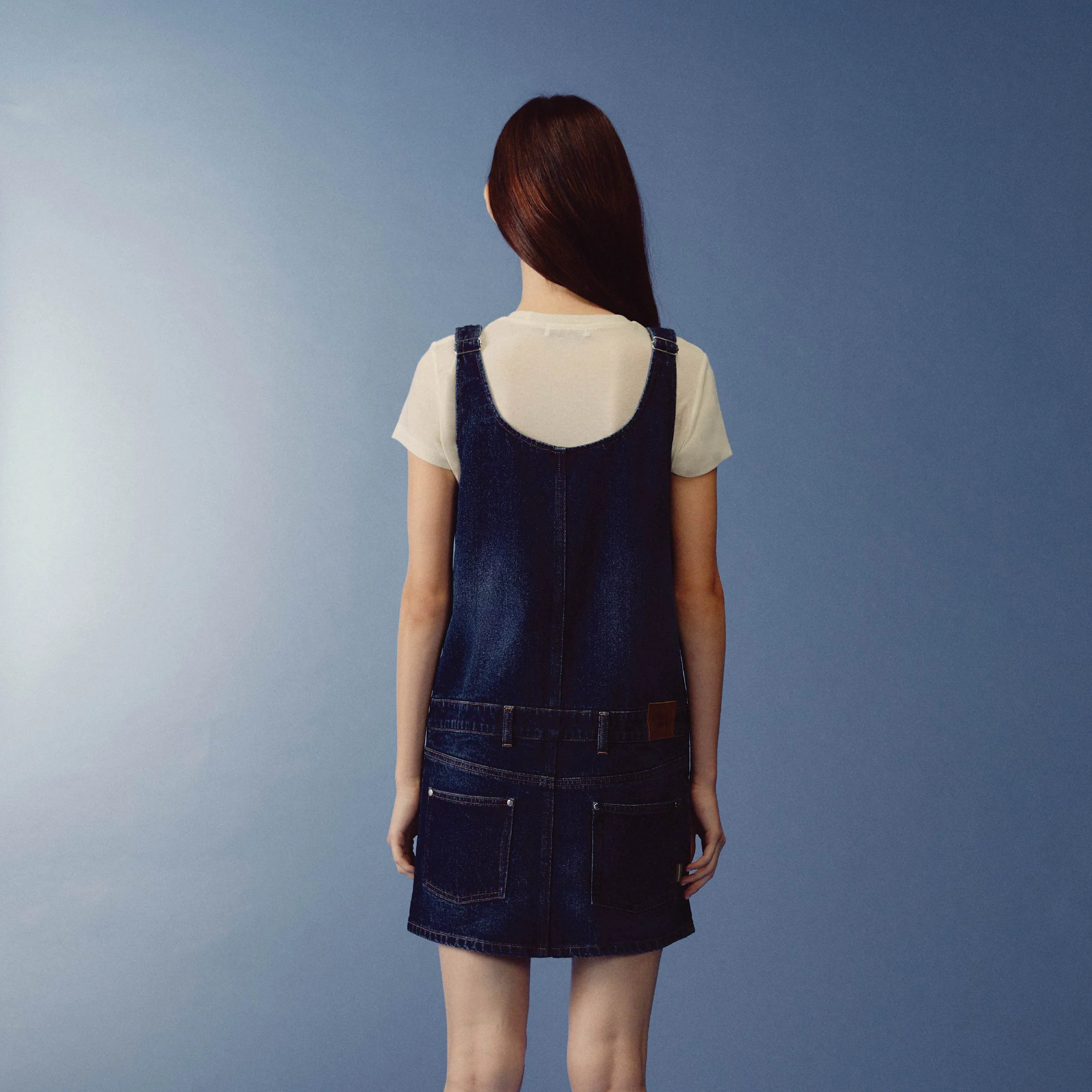 Denim Sculpture Mini Dress | Deep Indigo - Image 5