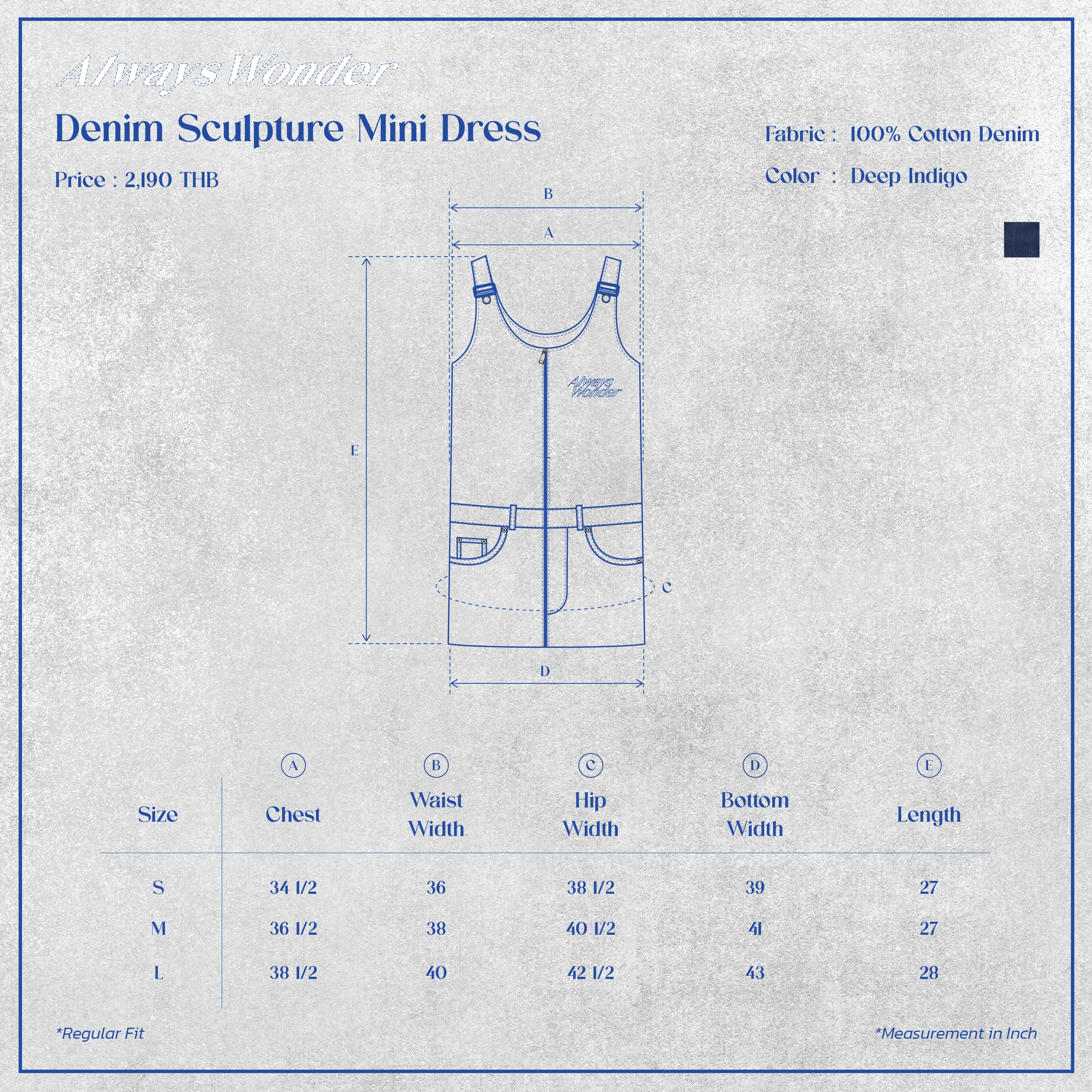 Denim Sculpture Mini Dress | Deep Indigo - Image 8