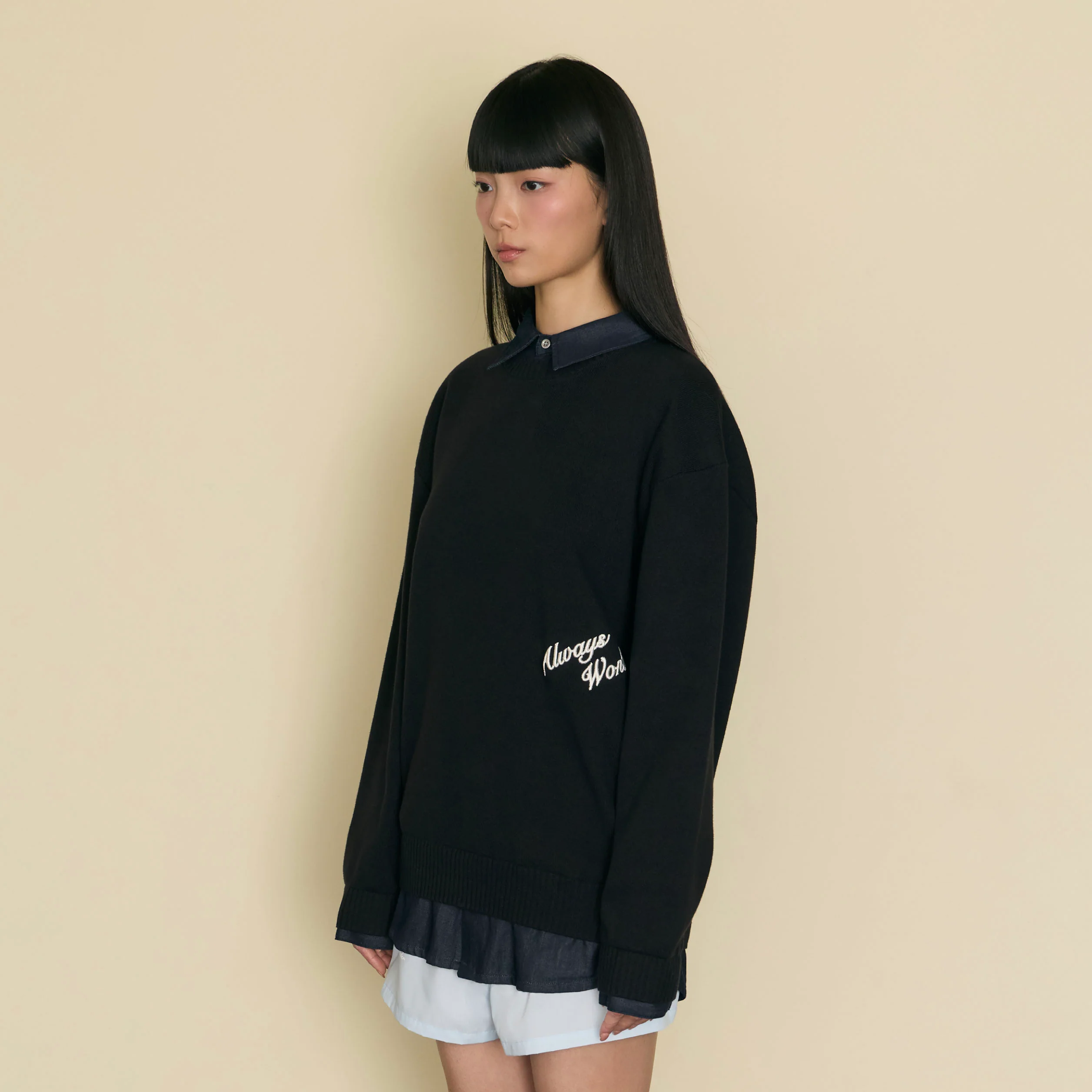 Quiet Layered Sweater | Charcoal - Image 3