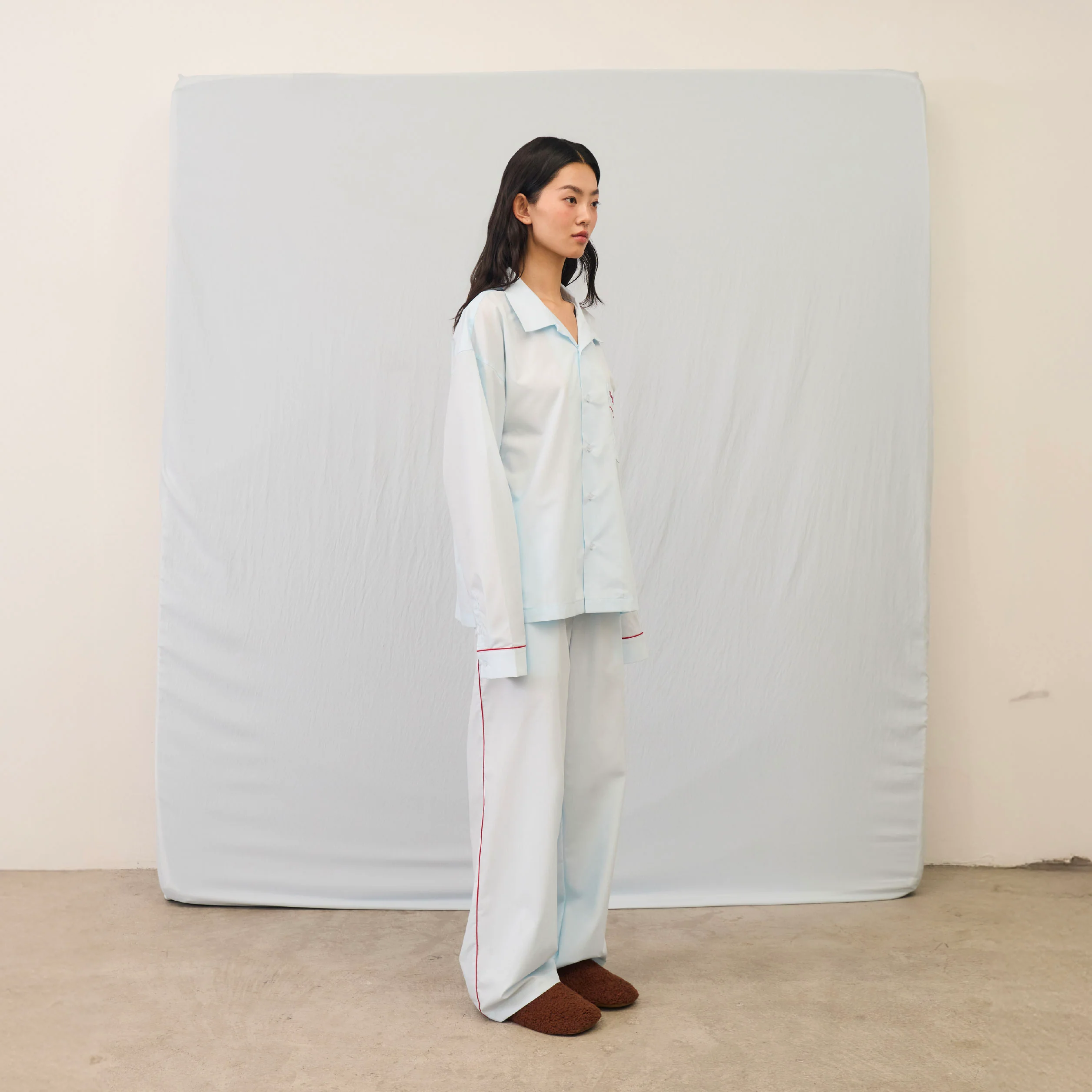Soft Day and Night Lounge Set | Soft Blue with Cherry stitch - Image 3