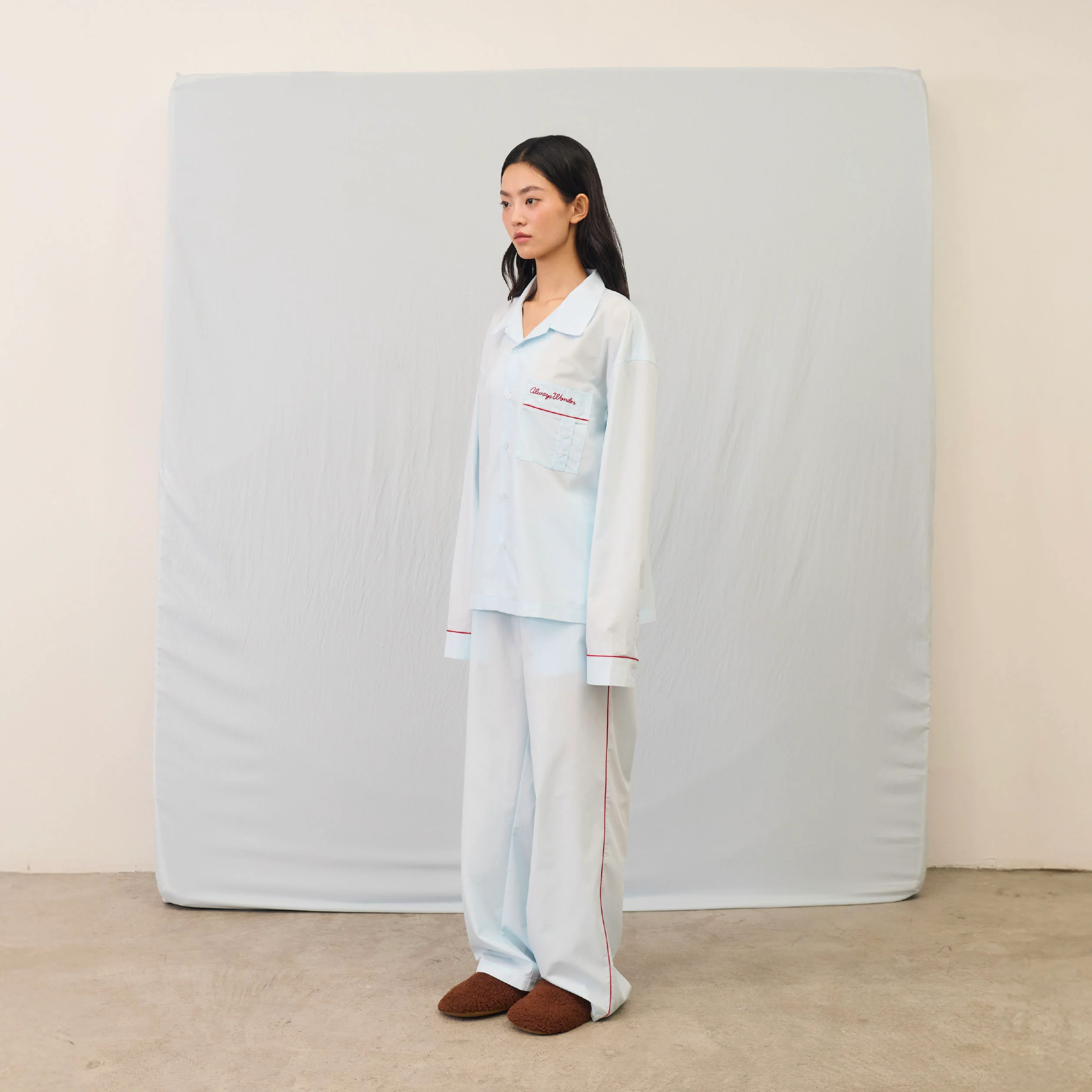Soft Day and Night Lounge Set | Soft Blue with Cherry stitch - Image 4