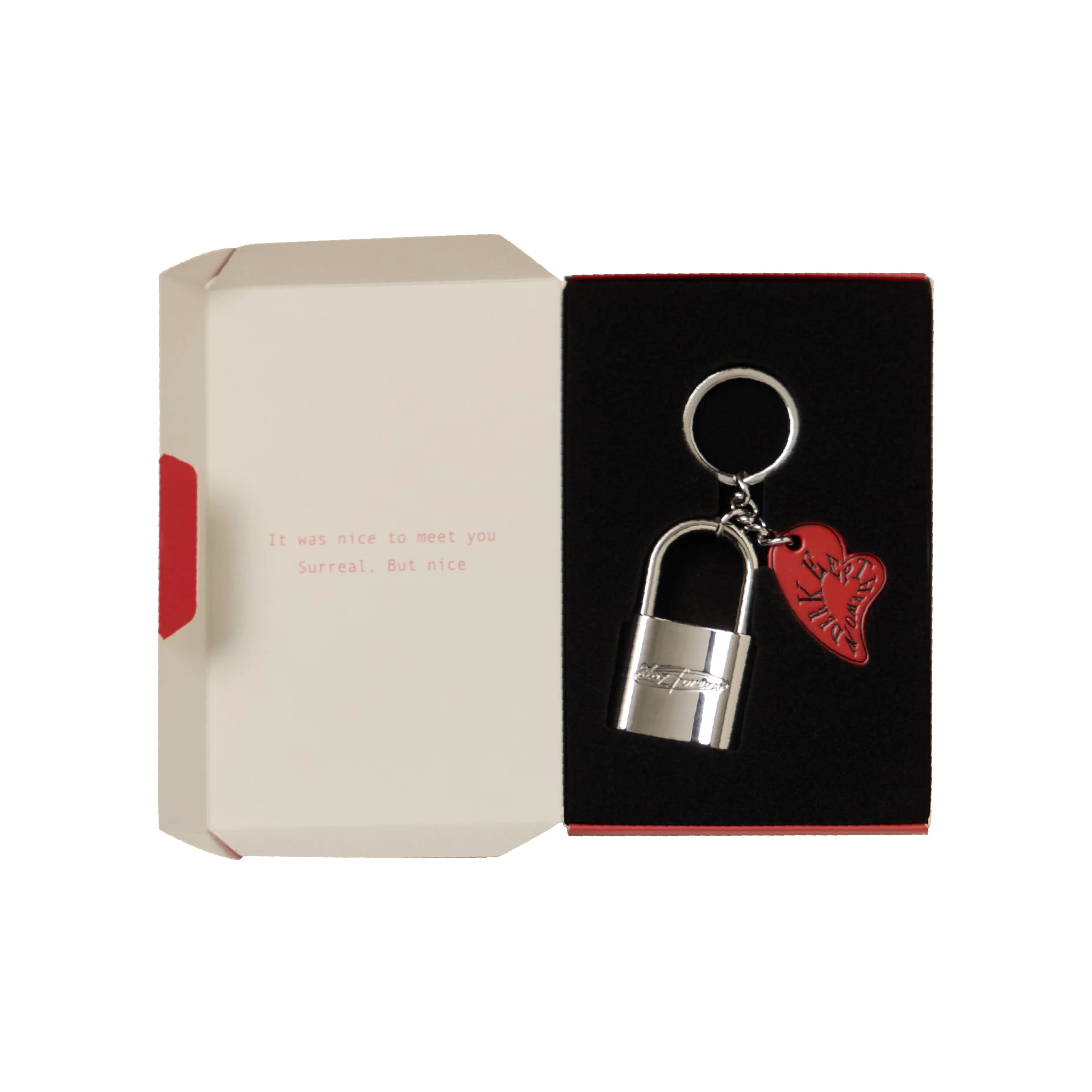 Unlock the heart keychain | Frosted silver with red love - Image 3