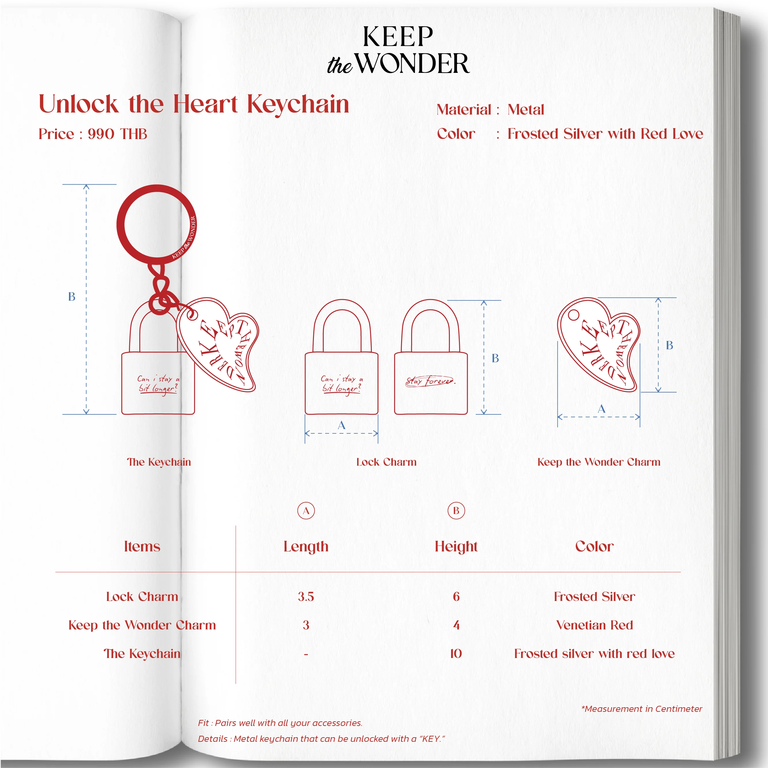 Unlock the heart keychain | Frosted silver with red love - Image 5