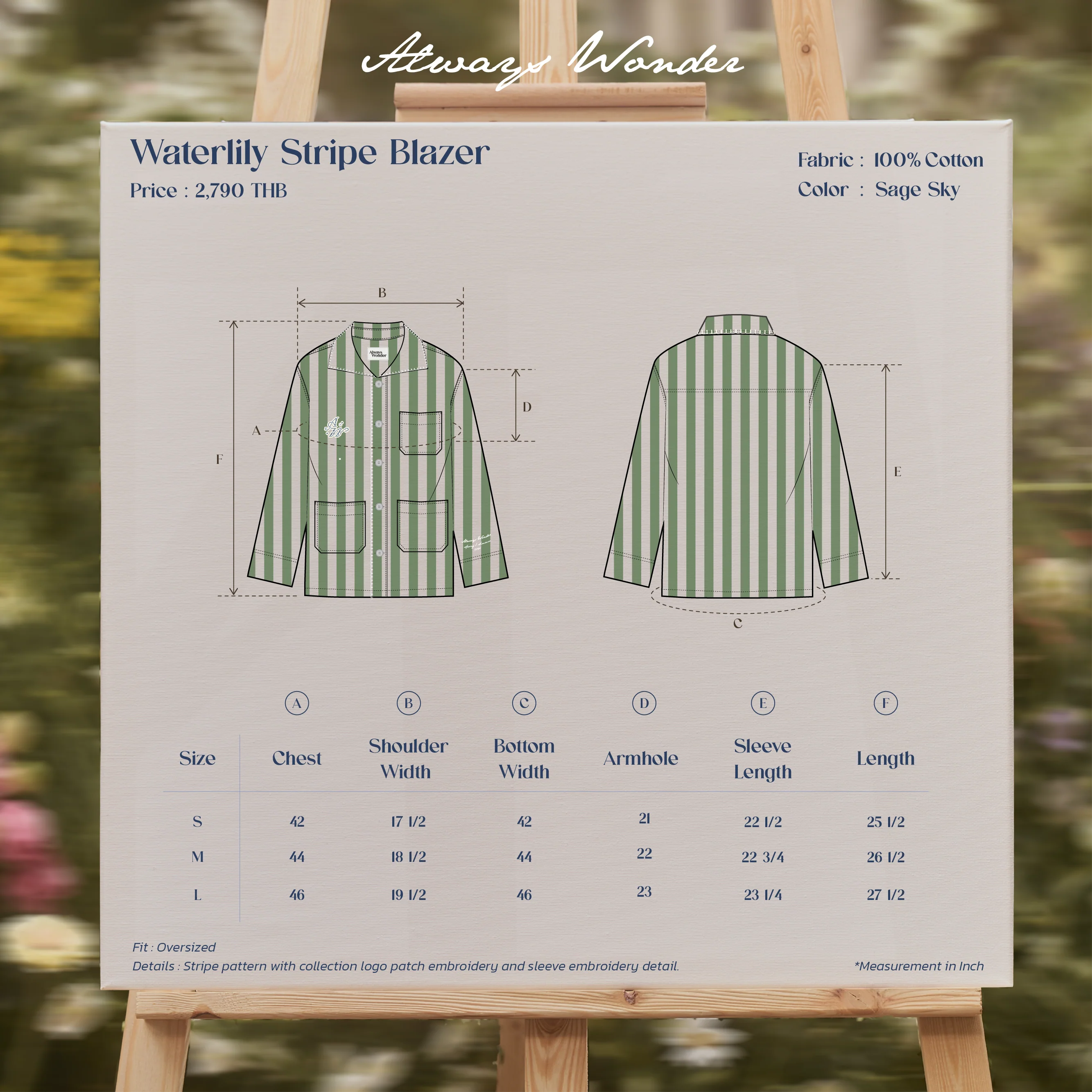 Waterlily Stripe Blazer | Sage Sky - Image 7