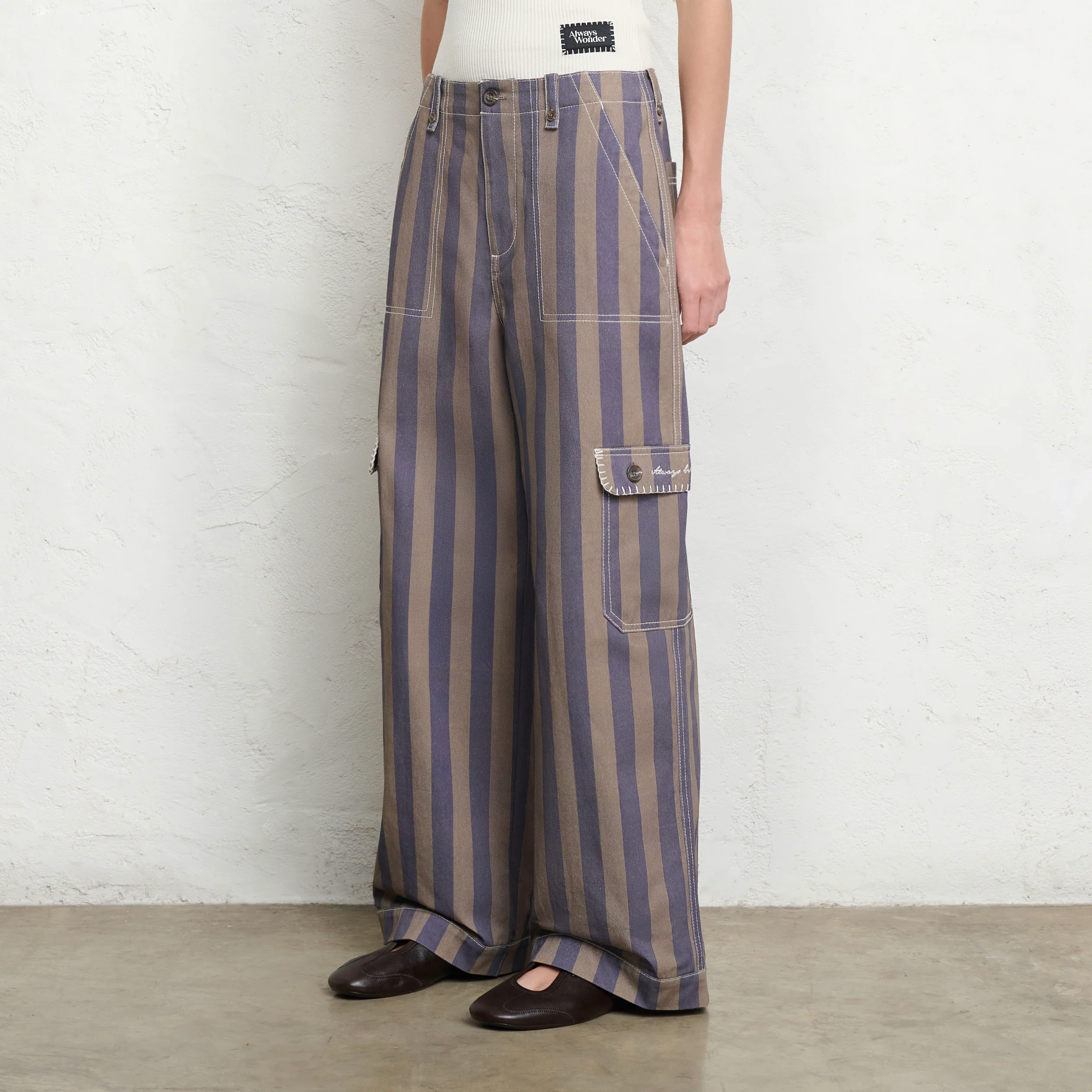 Waterlily Stripe Trousers | Sage Sky - Image 3