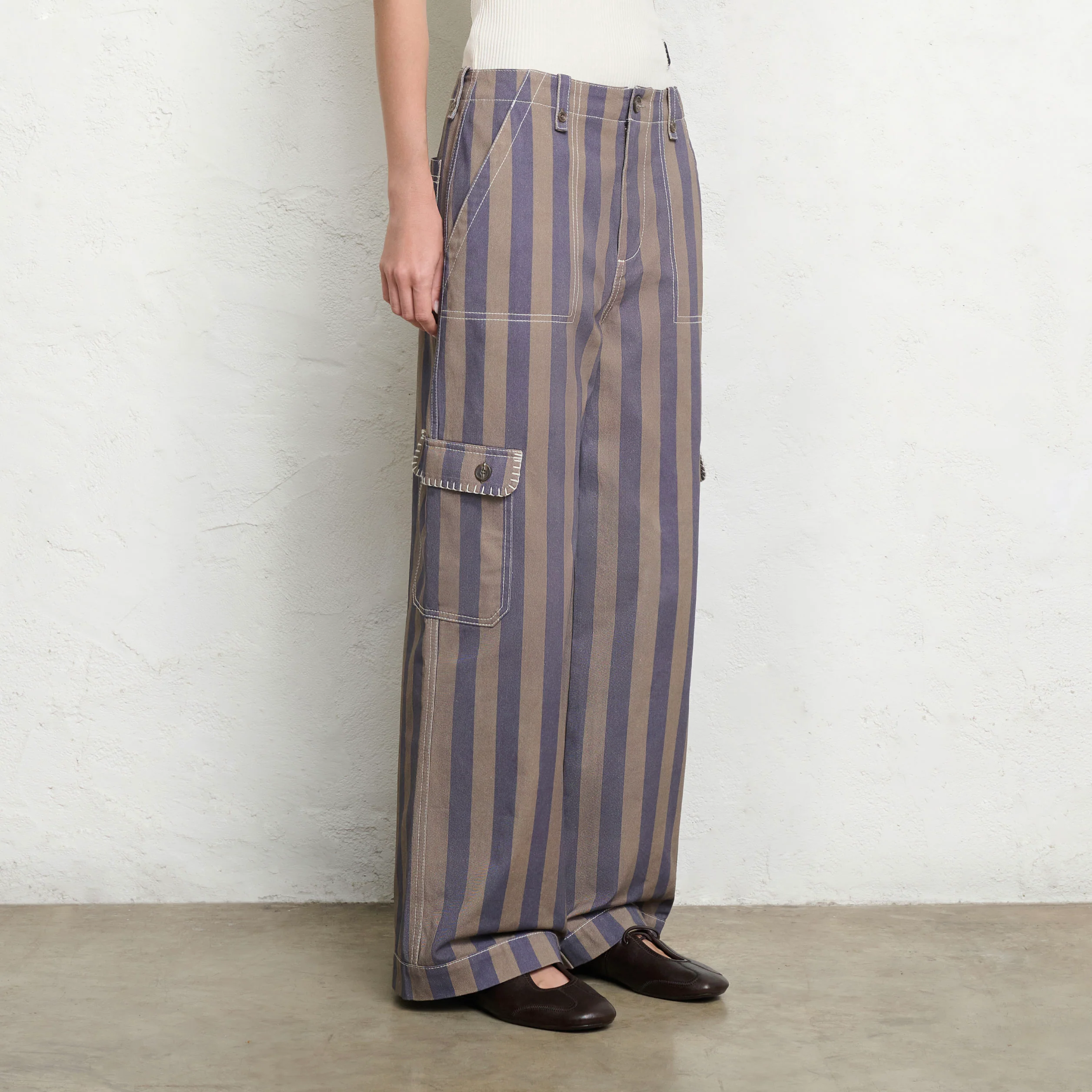 Waterlily Stripe Trousers | Sage Sky - Image 4