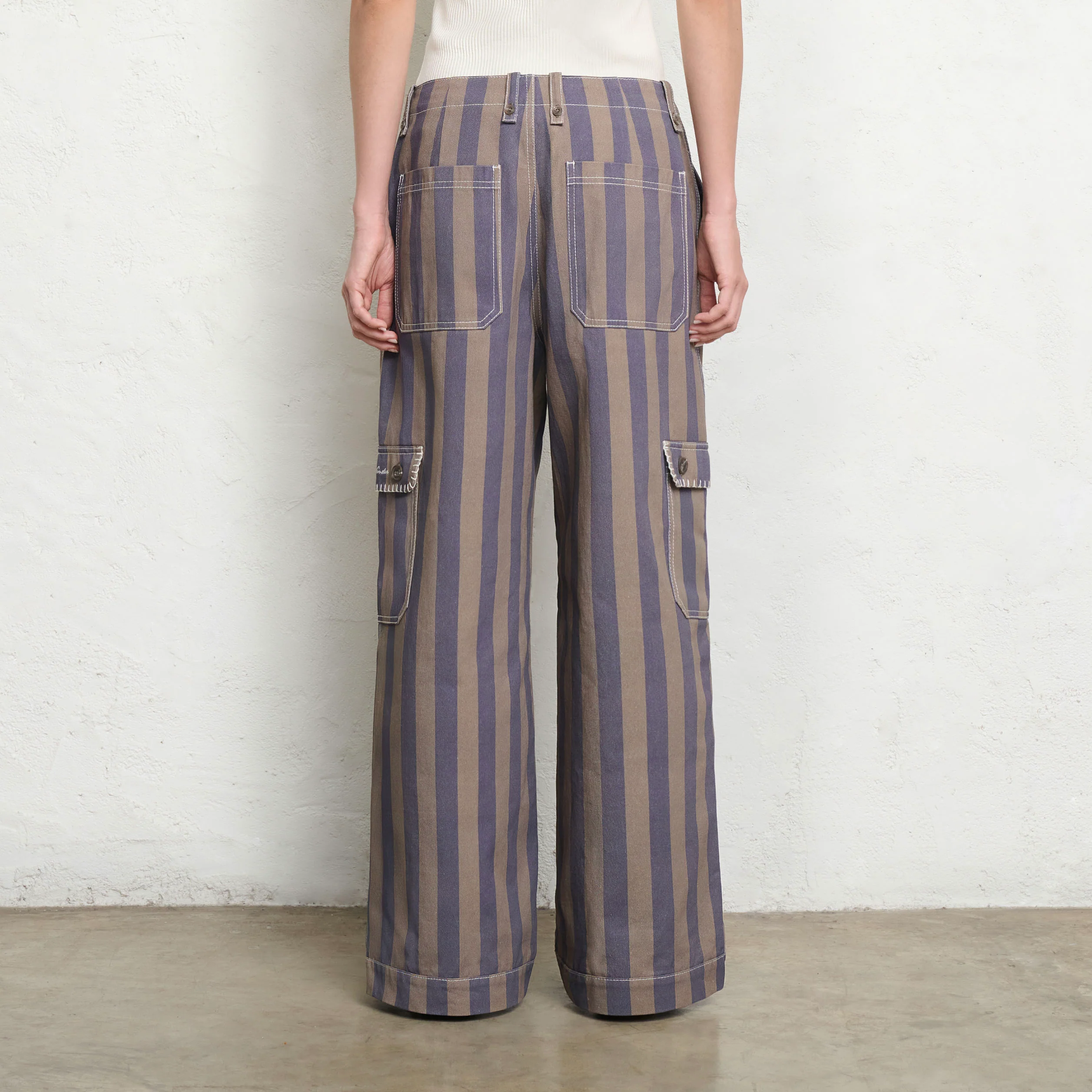 Waterlily Stripe Trousers | Sage Sky - Image 5