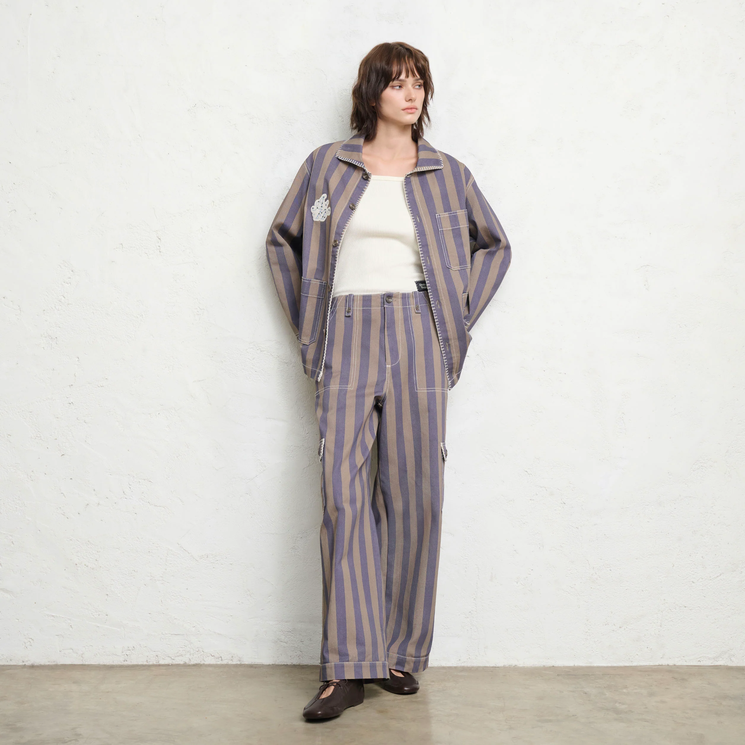 Waterlily Stripe Trousers | Sage Sky - Image 6