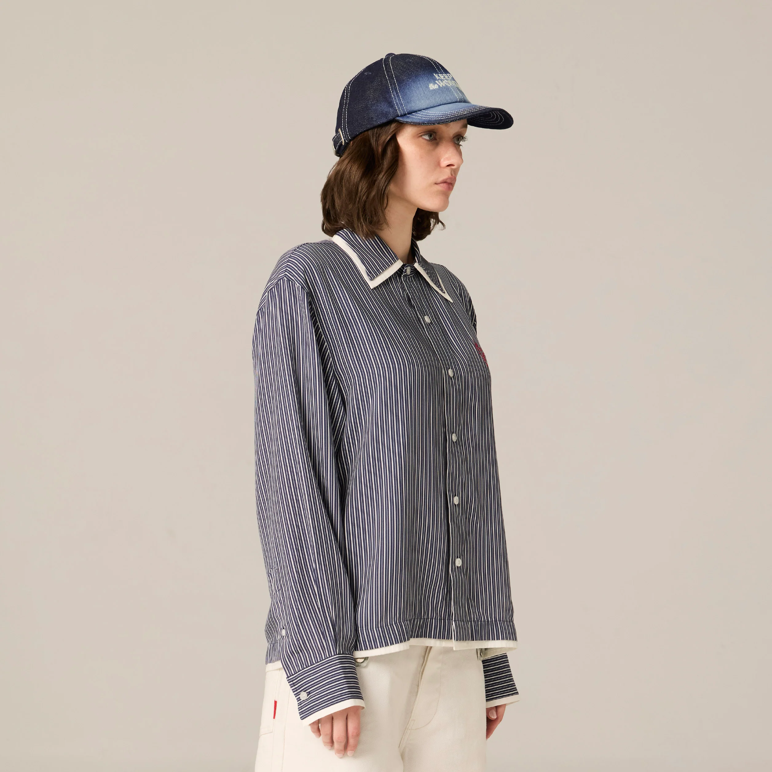 Whoops-a-Daisy Shirt | Deep Blue stripe - Image 4